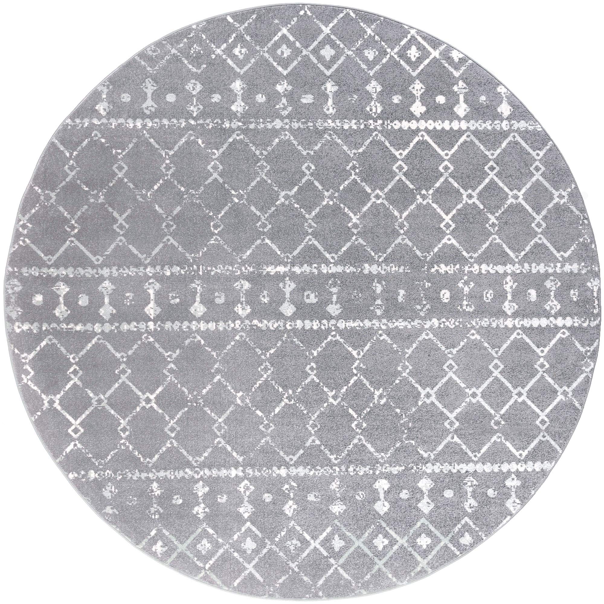 8ft Round Boho Area Rug by Ayden Gray - Geometric Pattern Indoor Carpet for Living Room, Bedroom, Dining Room & Entryway - Perfect for Boho Chic Home Decor & Cozy Spaces