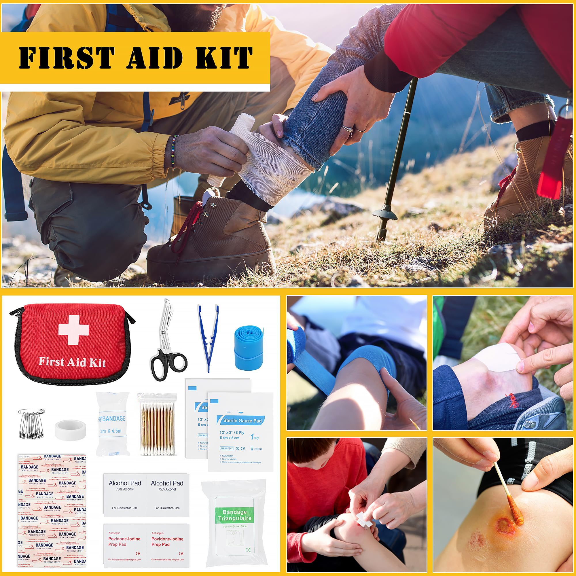 99PCS Professional Survival First Aid Kit - Large Hiking Backpack with Emergency Equipment for Outdoor Adventures, Camping & Hiking Gear - Perfect Gift for Men & Fathers