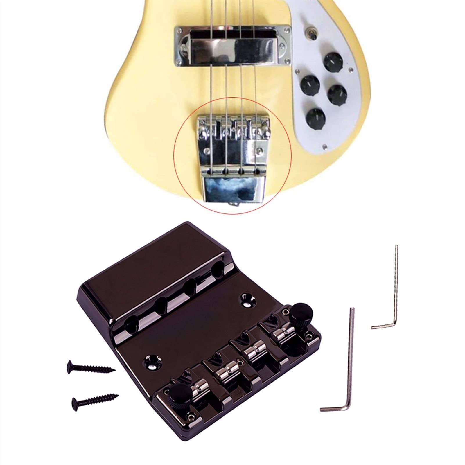 4 String Bass Bridge - High-Quality Electric Bass Guitar Replacement Bridge for Enhanced Tone & Stability | Perfect for DIY Repairs & Upgrades
