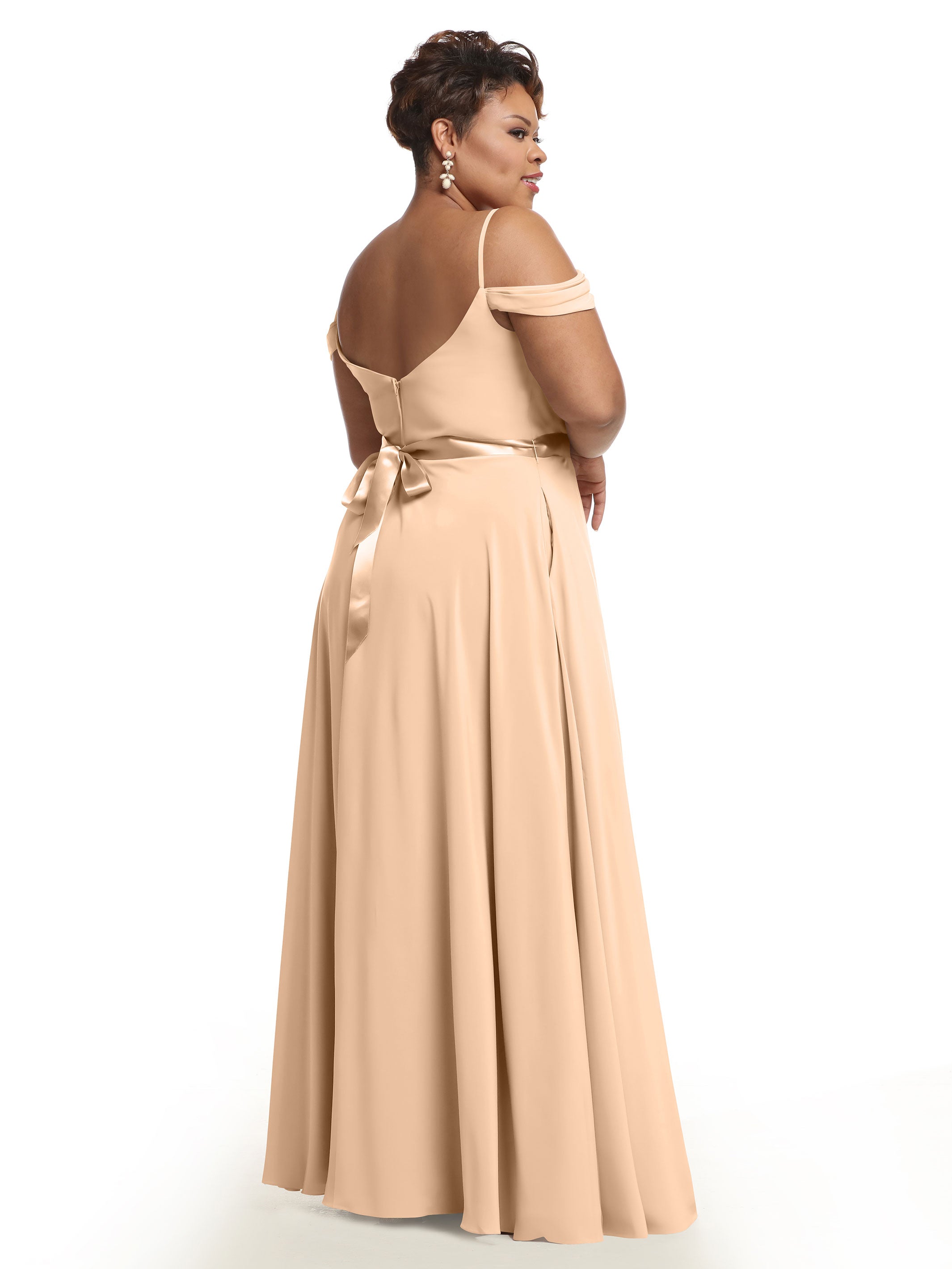 Elegant Off-The-Shoulder Stretch Chiffon A-Line Bridesmaid Dress with Sash - Perfect for Weddings, Formal Events & Special Occasions