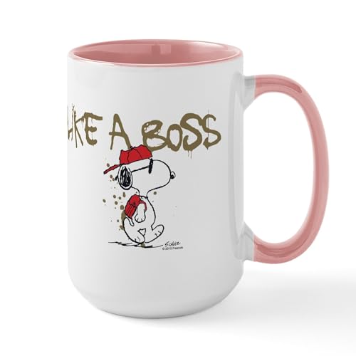 White/Pink Inside - Peanuts Snoopy Like A Boss Large Mug