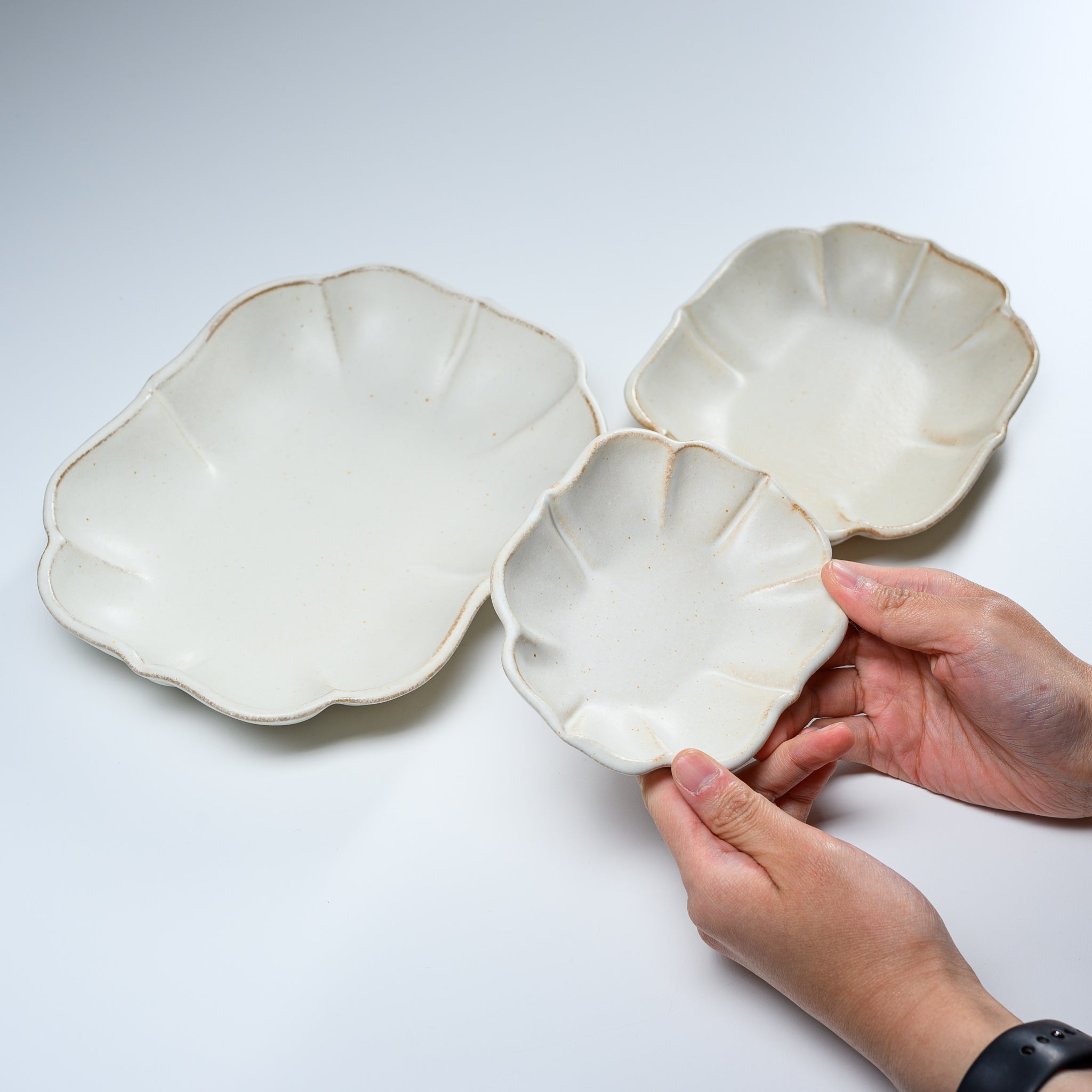 Wakasama Kiln Kinari Lotus Ceramic Plate - Handcrafted Pottery in 3 Sizes (Small/Medium/Large) - Japanese Artisan Tableware for Dining, Home Decor & Gift Giving
