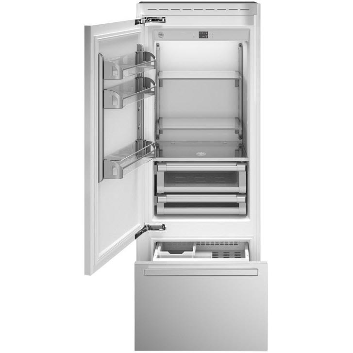 Bertazzoni 30 Inch 15.5 Cu. Ft. Built-In Bottom Freezer Refrigerator with Digital Display - Stainless Steel Energy Star Rated for Modern Kitchens