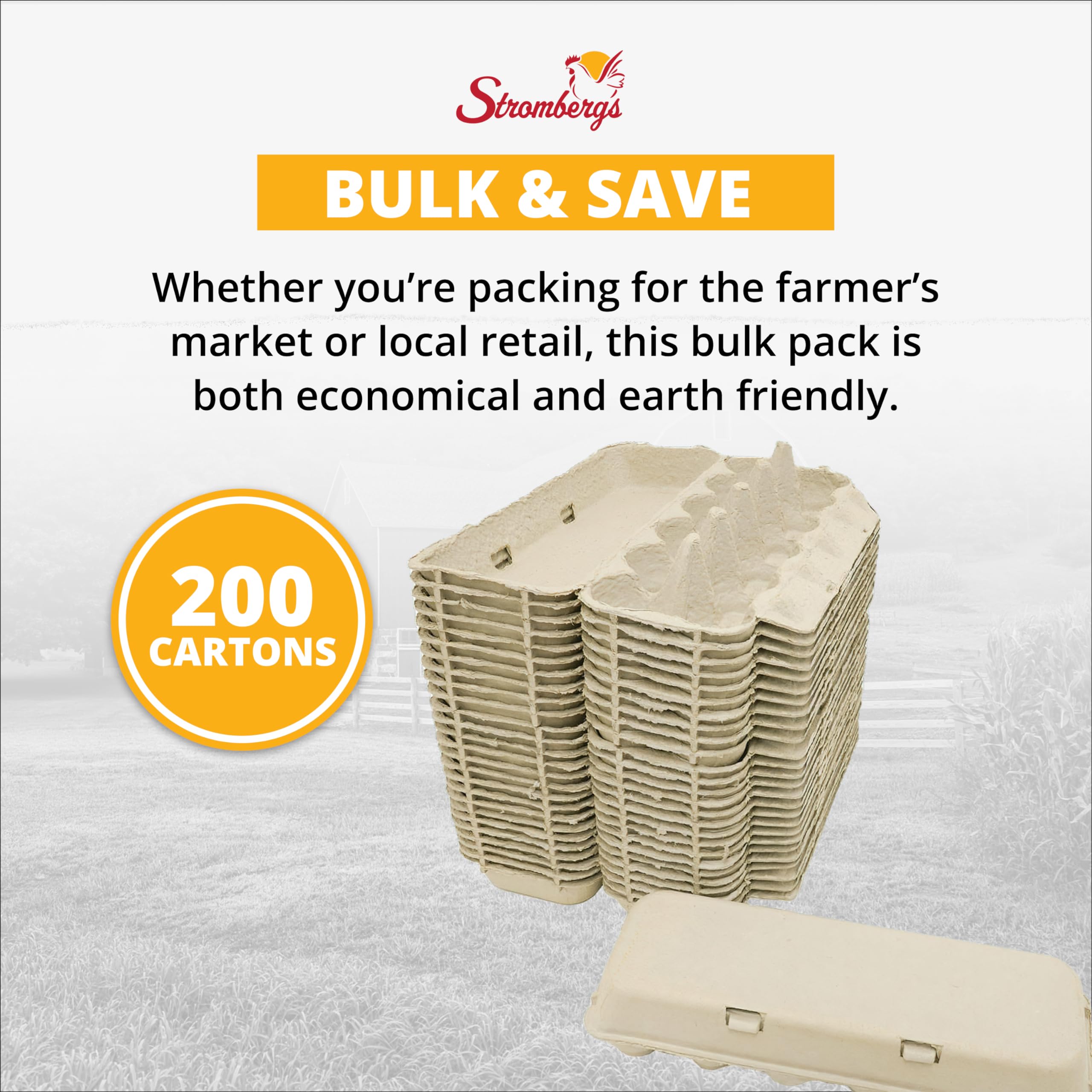 Eco-Friendly Large Blank Flat Top Chicken Egg Cartons - 200 Pack, Made from Recycled Materials, Biodegradable & Customizable for Farmers, Crafters | Perfect for Farm Fresh Eggs, DIY Crafts & Sustainable Packaging