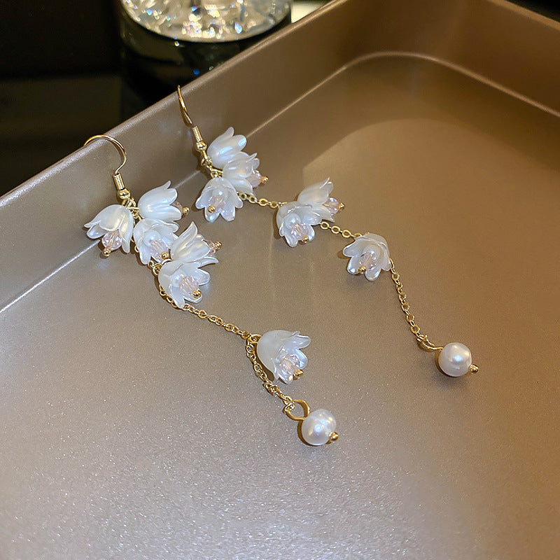 Crystal Tulip Flower Dangle Earrings for Women | Elegant Bohemian Jewelry Gift | HE8620 | Perfect for Weddings, Parties & Everyday Wear