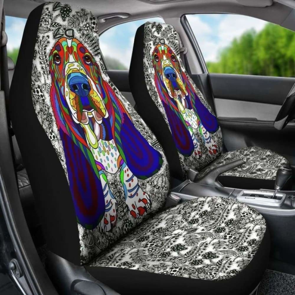 Basset Hound Dog Car Seat Covers for Cars, Trucks & SUVs - Waterproof Pet Seat Protector (Fits 17-20 Models) - Perfect for Road Trips & Pet Travel Accessories