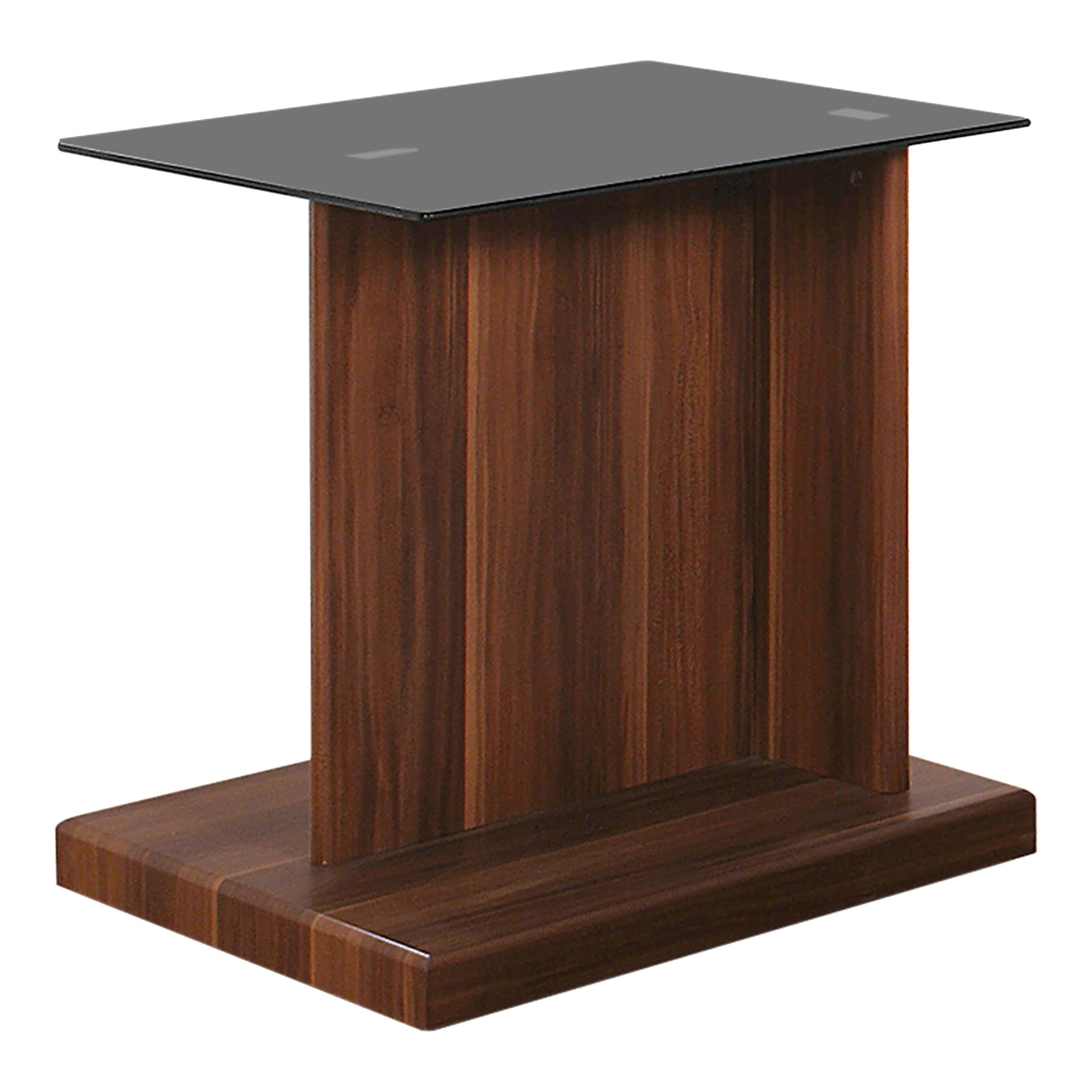 Furniture of America Thame Contemporary Glass Top End Table - Dark Walnut Finish - Modern Living Room, Bedroom, or Office Accent Table