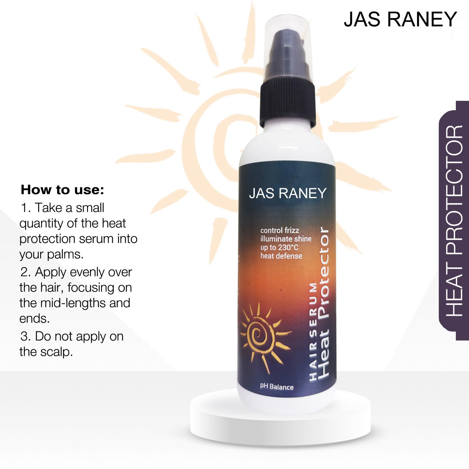 Jas Raney Heat Protection Hair Spray with Natural Oils - Anti-Frizz, Shine & Softness for Smooth Styling - 100ml - Perfect for Blowouts, Straightening & Daily Heat Styling