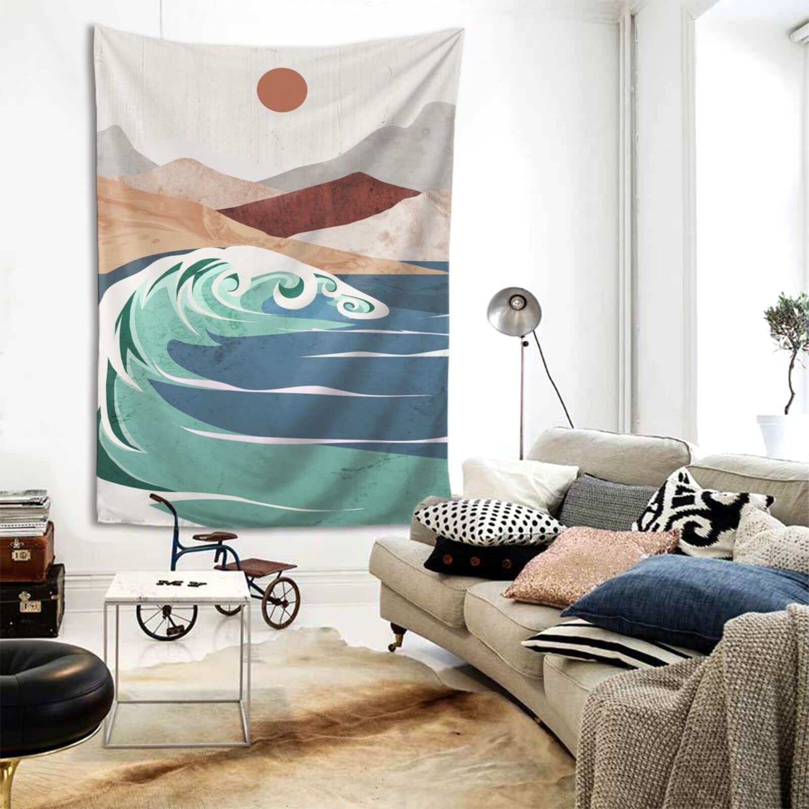 Bohemian Moon Tapestry Wall Hanging - Sun Mountain Rivers Aztec Design Home Decor for Bedroom, Living Room & Dorm (60x80 inches) - Perfect for Meditation Spaces, Yoga Studios & Boho Chic Room Decor