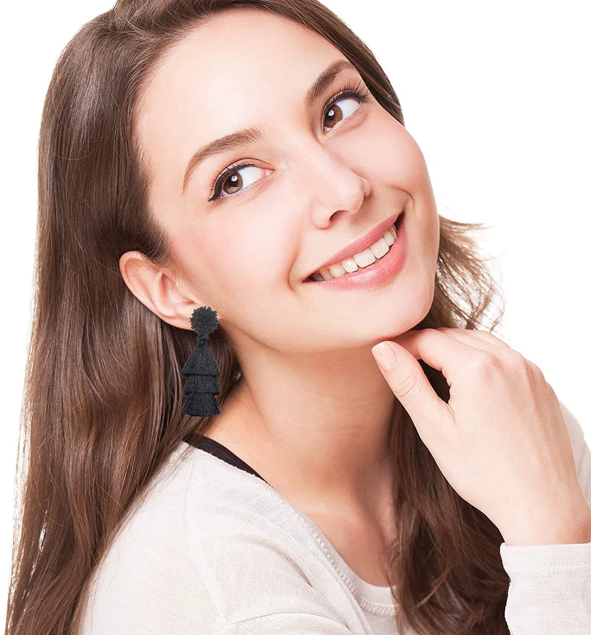 Bohemian Layered Tassel Earrings for Women - Lightweight Colorful Beaded Fringe Drop Dangle Statement Stud Earrings | Perfect for Festivals, Parties and Everyday Wear