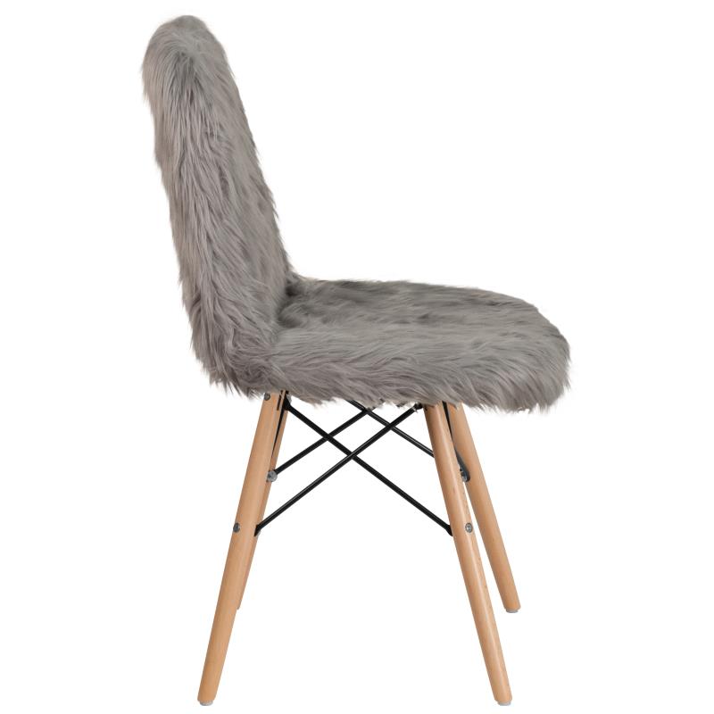 Calvin Shaggy Dog Light Pink Accent Chair - Plush Velvet Upholstered Lounge Chair for Living Room, Bedroom, or Office - Cozy Reading Nook & Stylish Home Decor