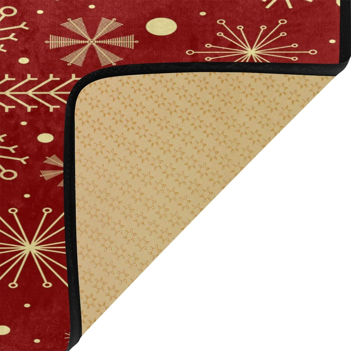 Christmas Snowflake Non-Slip Kitchen Rug - Red Holiday Design Soft Bath Mat & Runner - 39