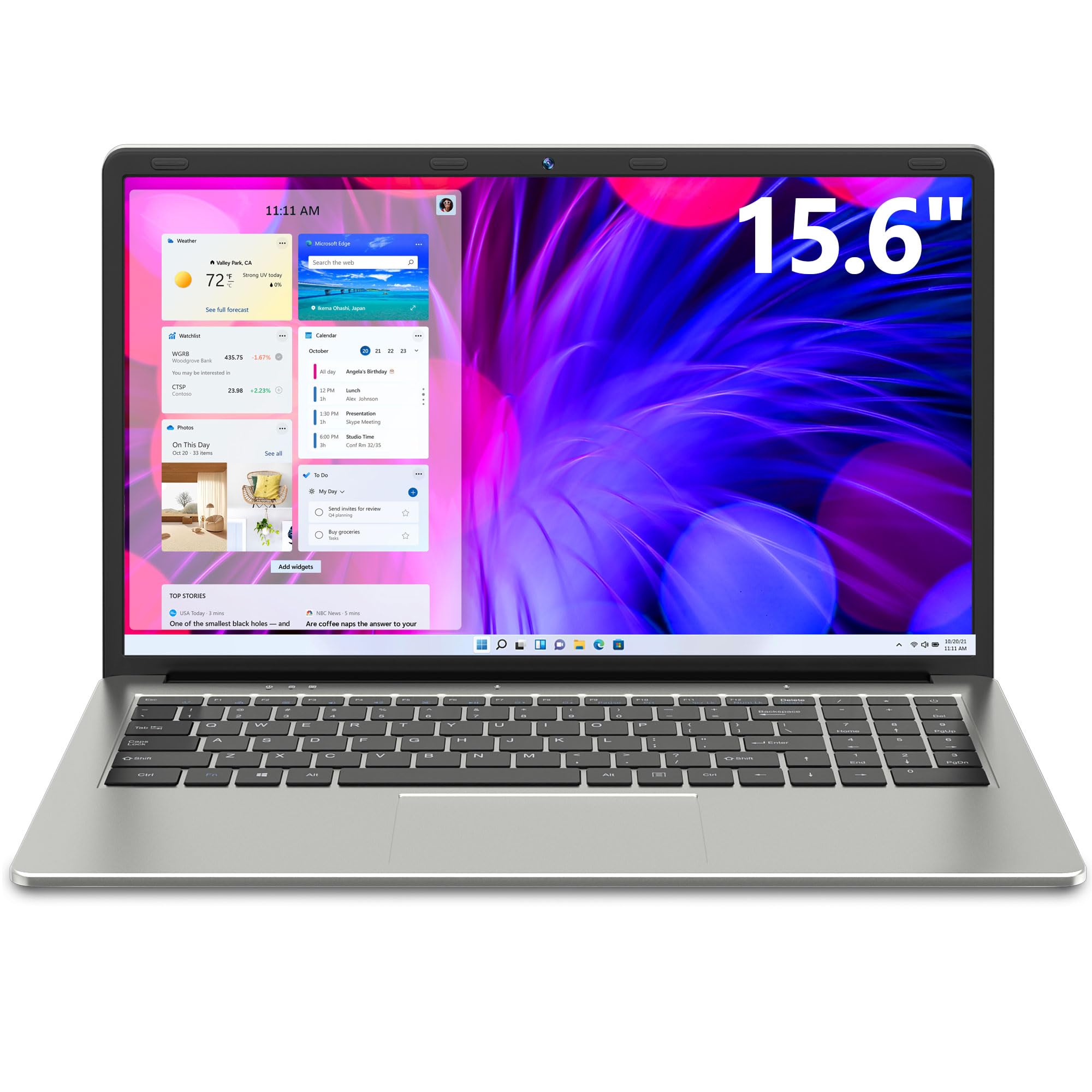 15.6 Inch Laptop with Intel Celeron J4105 Quad-Core CPU - 4GB RAM 128GB SSD, UHD Graphics 600, USB 3.2 Ports, Dual-Band WiFi, Bluetooth 4.2 - Perfect for Work, Study & Entertainment
