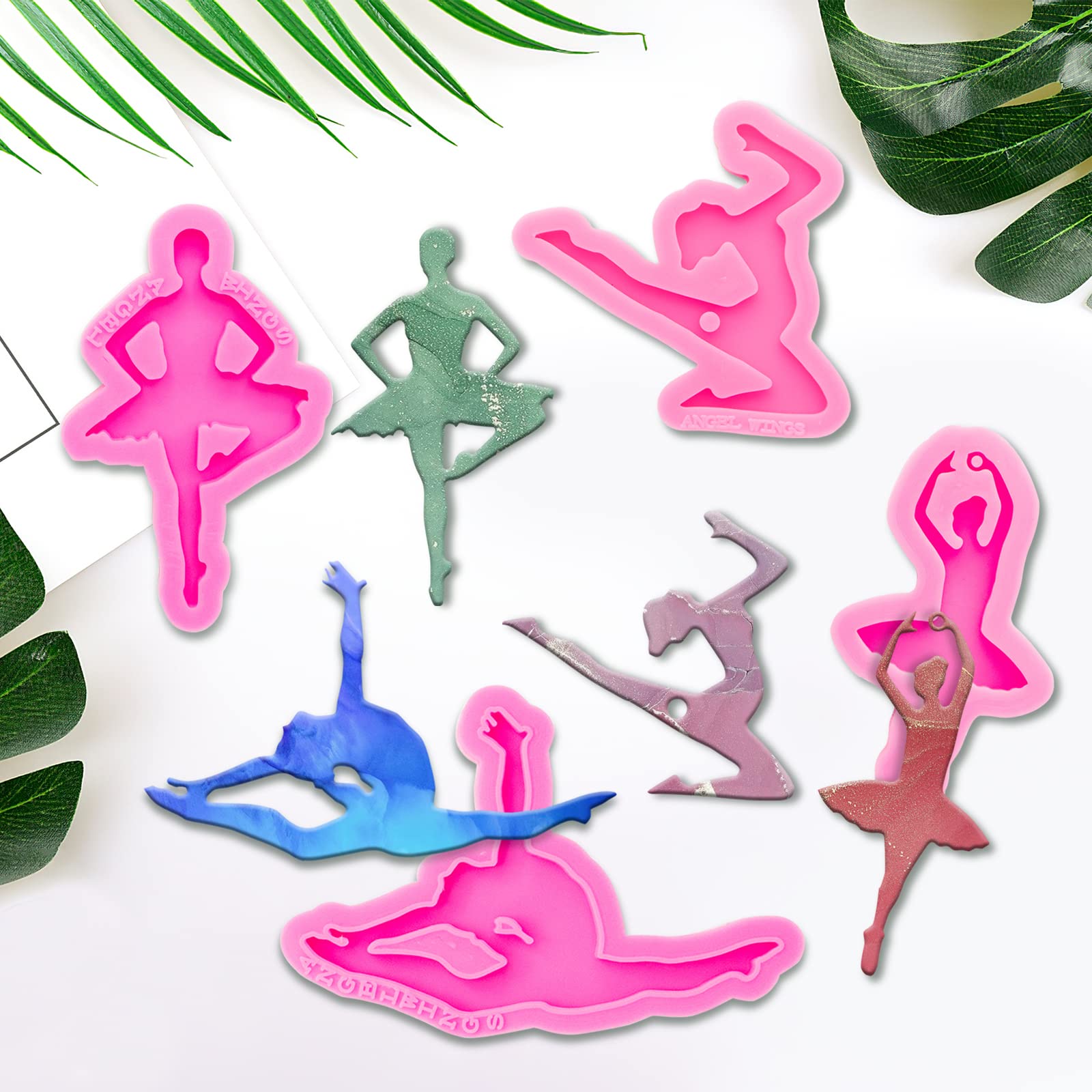 64Pcs Epoxy Resin Molds Kit with 4 Dancing Shape Silicone Molds - DIY Keychain, Backpack Pendant & Jewelry Making Supplies for Resin Casting, Polymer Clay & Craft Projects - Perfect for Gifts, Home Decor & DIY Accessories