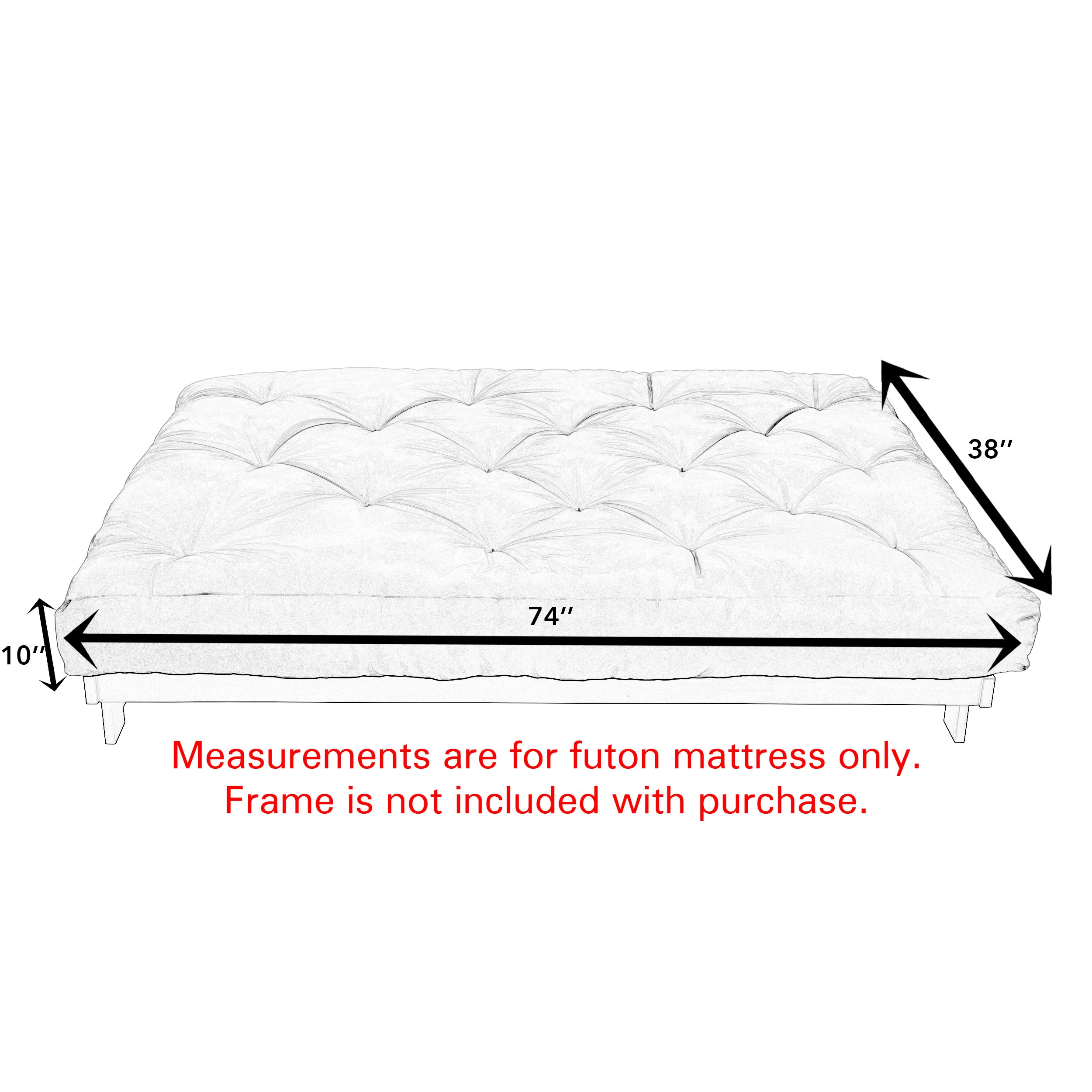 FUTON-4-MATTRESS Standard Twin Size Futon Mattress - Soft Cloud Suede Fabric - Perfect for Guest Beds, Dorm Rooms & Small Spaces