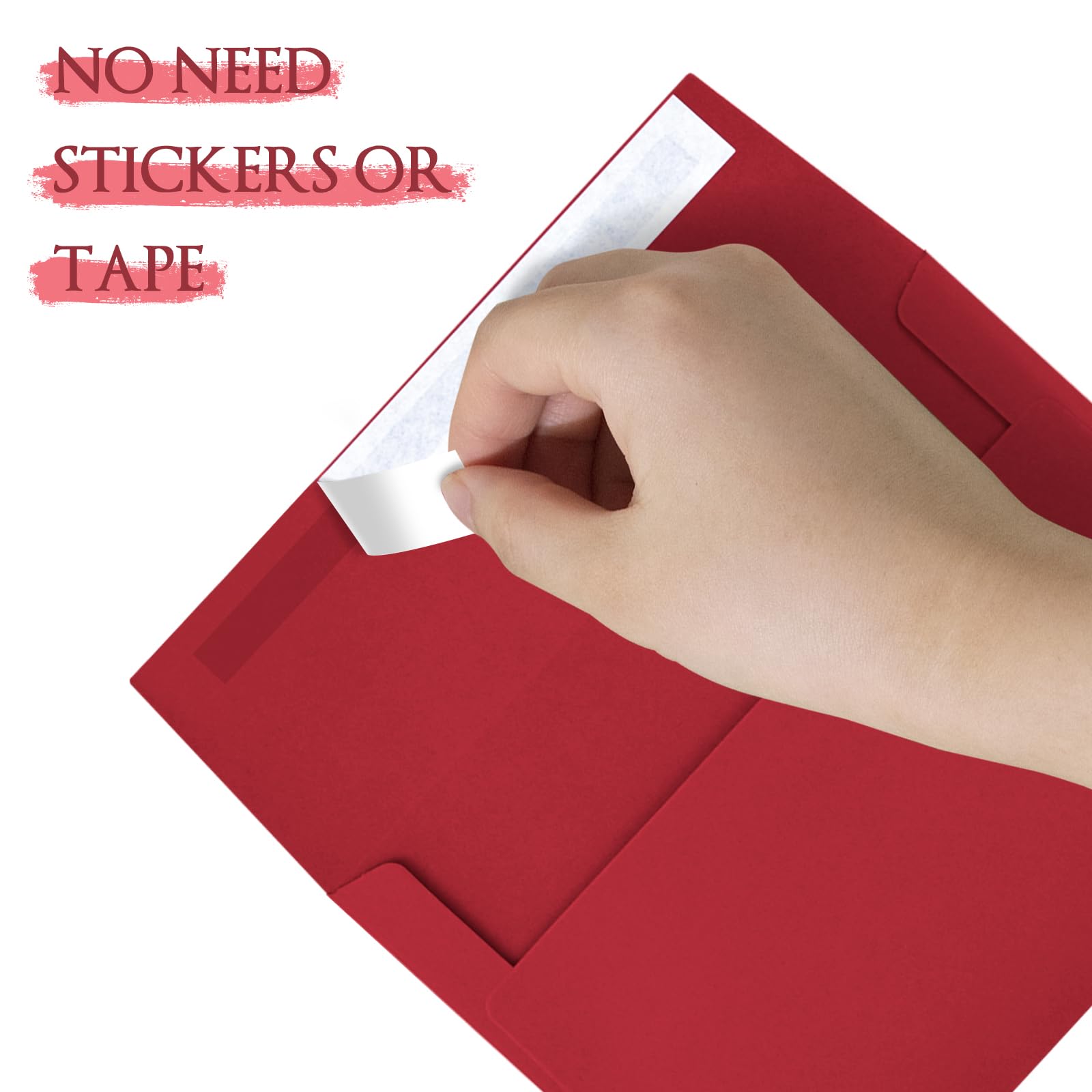 50 Pack 5x7 Envelopes (A7 Size) - Red Self Seal Invitation Envelopes for Wedding, Baby Shower, Greeting Cards - Printable, Bulk Mailing Envelopes for Home & Office Use