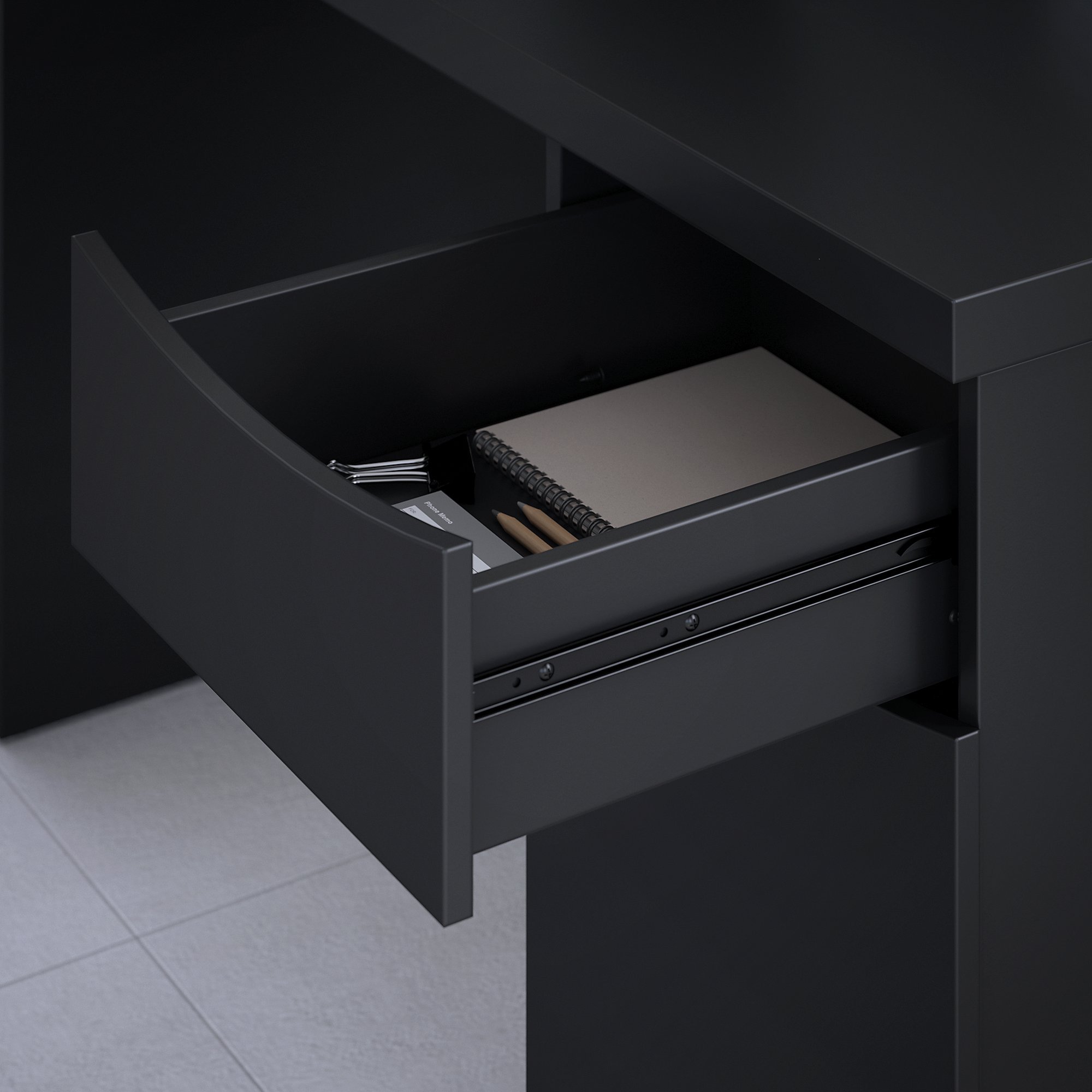 Bush Furniture Montrese Computer Desk in Classic Black - Home Office Desk for Work & Study, Compact Writing Desk for Small Spaces