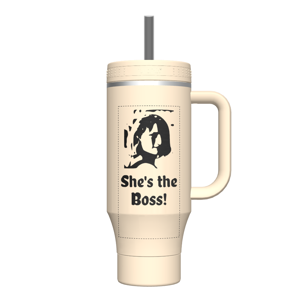 40oz Insulated Tumbler with Handle & Straw - Customizable Name/Logo - Perfect for Coffee, Iced Tea & Smoothies - Great Gift for Office, Gym & Outdoor Activities