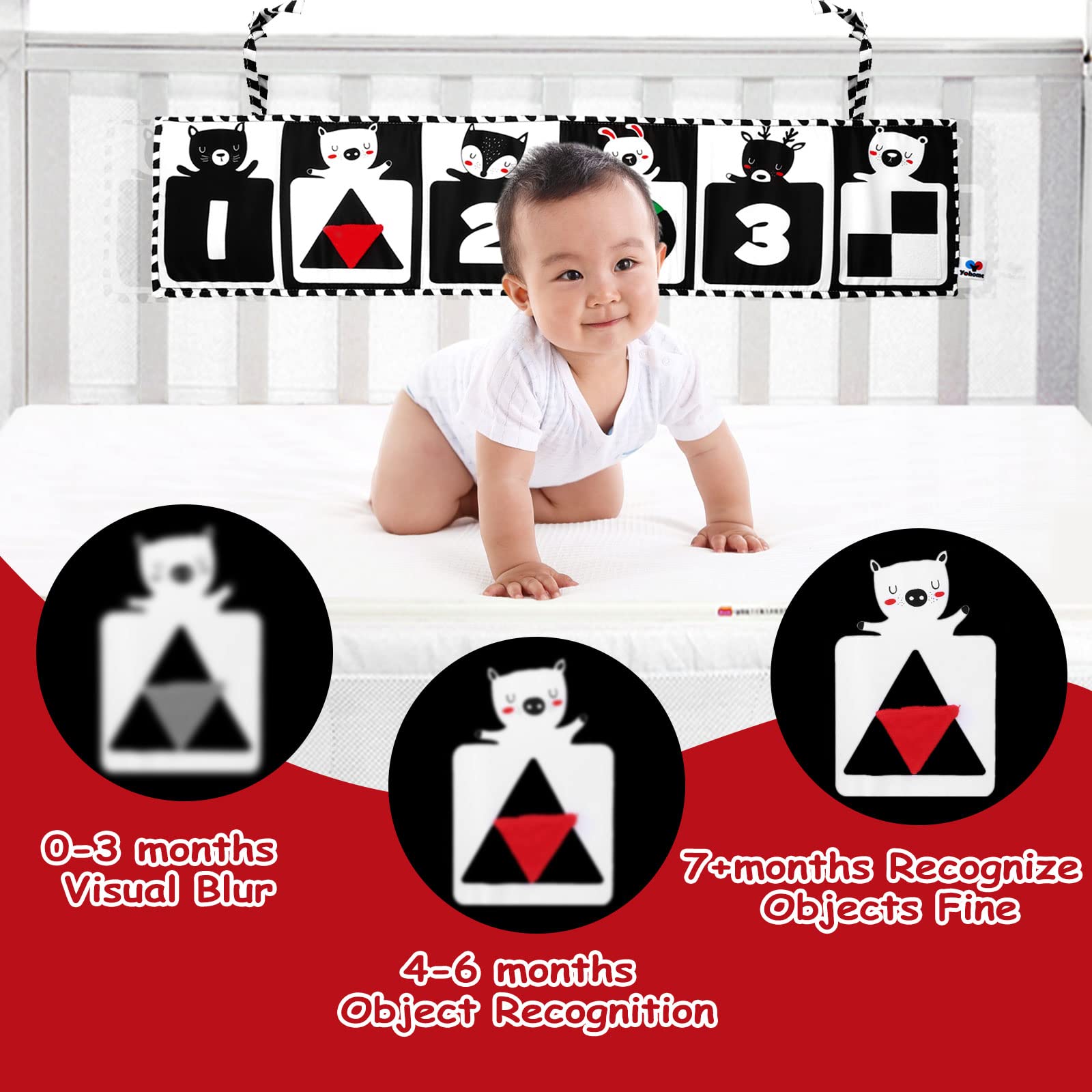 Black and White High Contrast Sensory Baby Toys - Soft Cloth Book for Early Education & Infant Tummy Time | Double-Sided Folding Educational Activity Book for Newborns 0-3 Years Old | Perfect for Crib Play, Visual Stimulation & Developmental Learning
