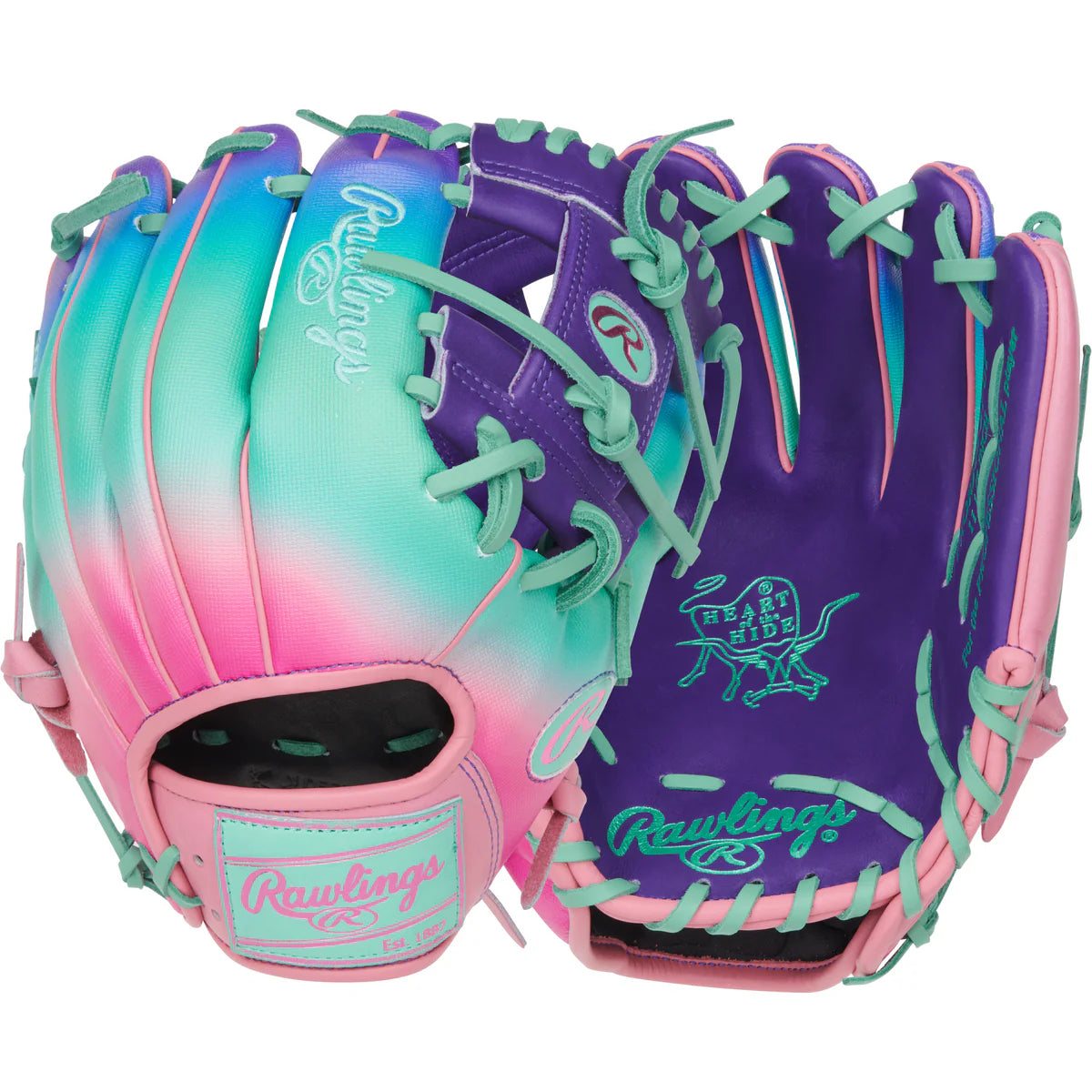 Rawlings Heart of the Hide Funburst PROR204 2PUP Infield Baseball Glove 11.5