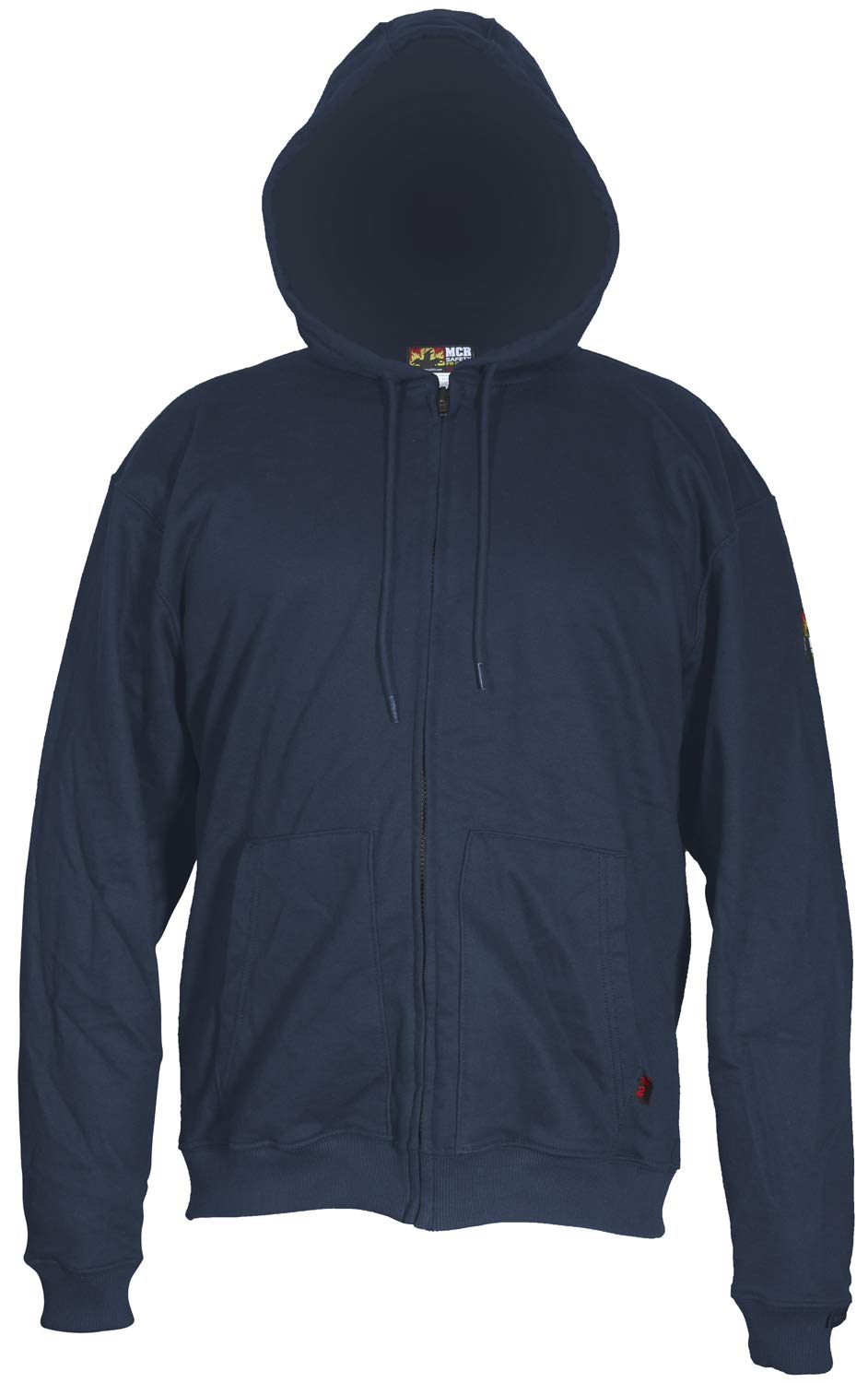 MCR Safety Flame Resistant FR Zip Sweatshirt for Men - Navy Blue, Large Size | OSHA Compliant Workwear for Construction, Welding & Industrial Safety
