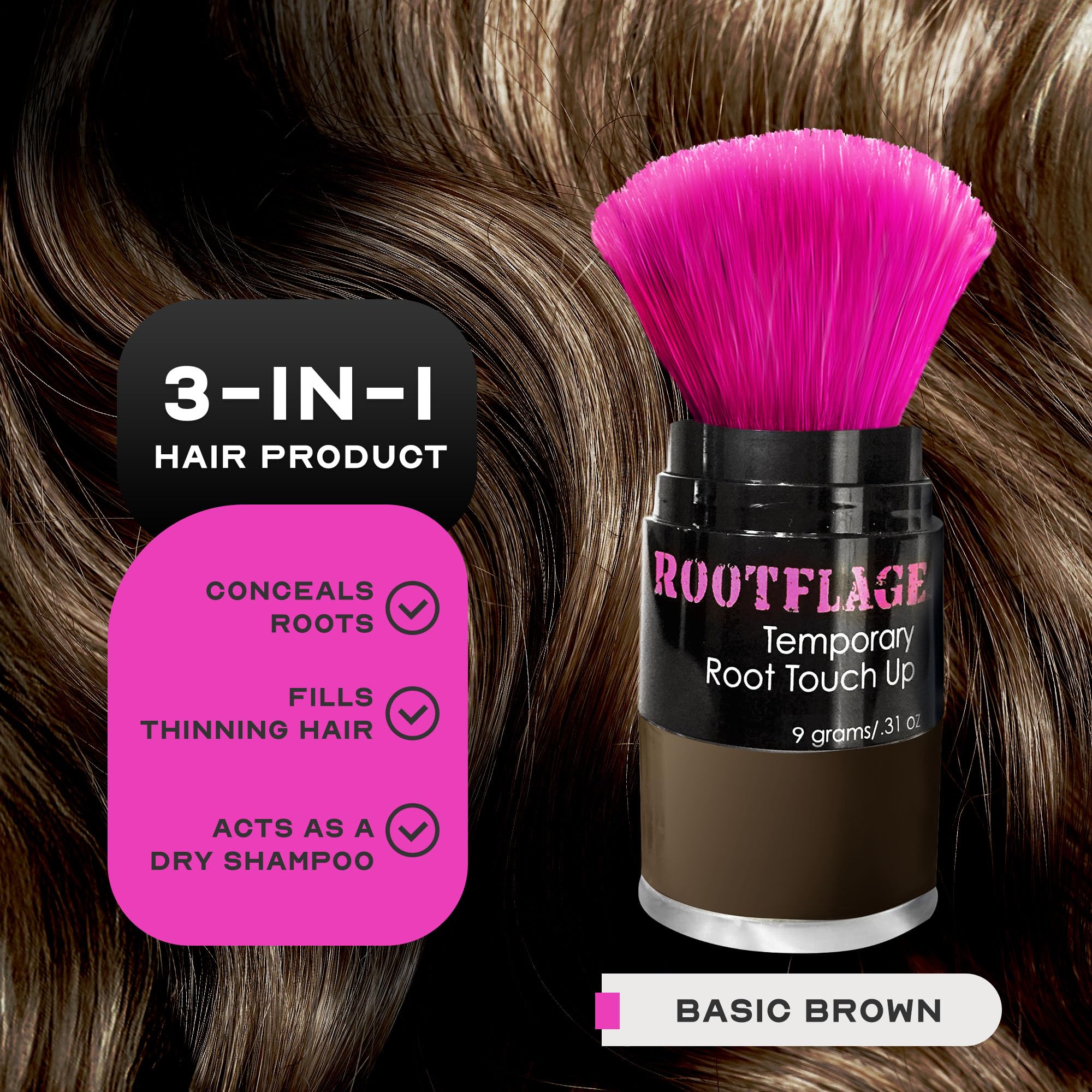 Root Touch Up Powder Basic Brown - Temporary Hair Root Concealer for Gray Coverage & Thinning Hair | Quick & Easy Root Cover Up for Men & Women | Perfect for Daily Use, Travel & Special Occasions