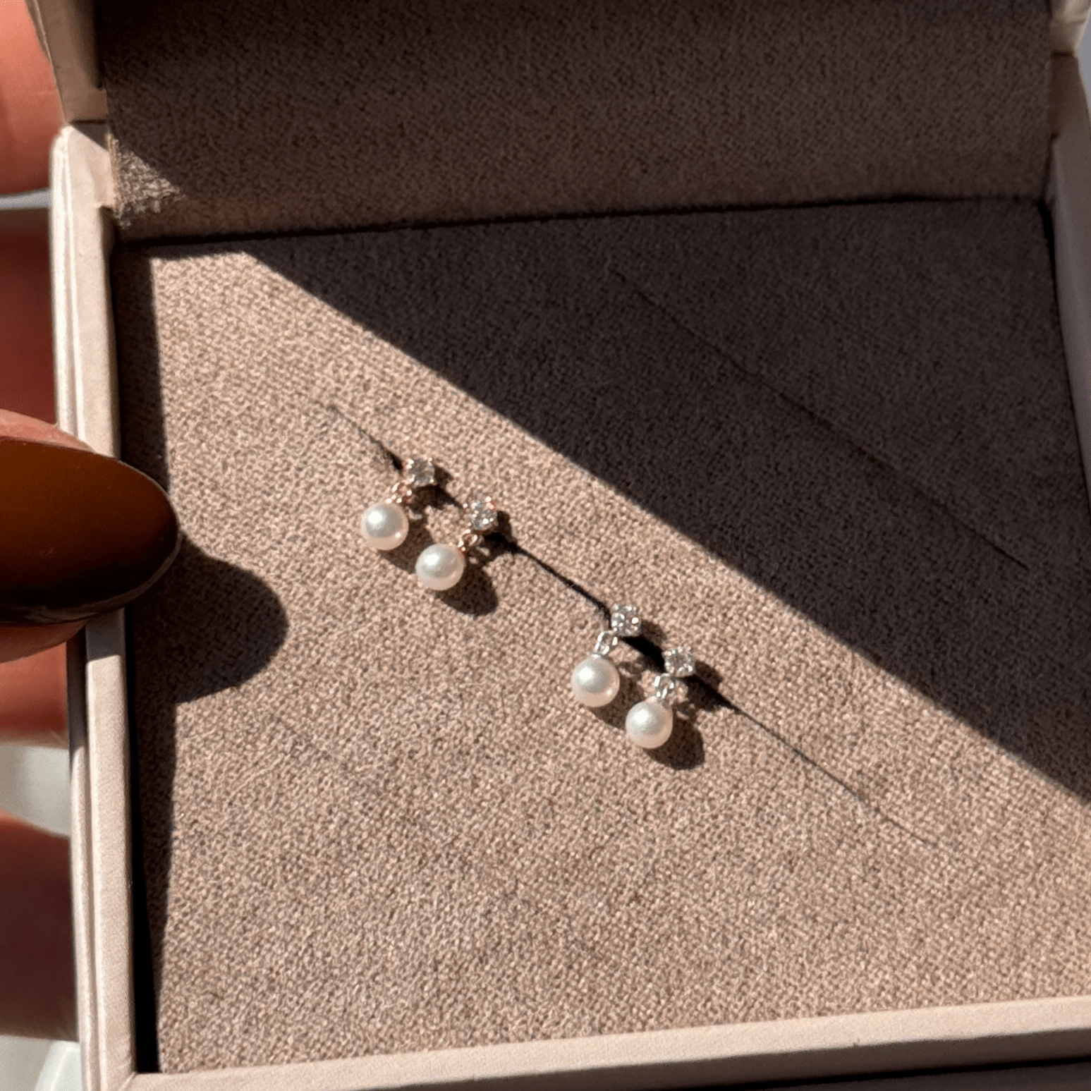 14k Solid Yellow Gold Diamond and Pearl Drop Earrings - Elegant Flat Back Studs for Women, Perfect for Weddings, Parties & Everyday Wear