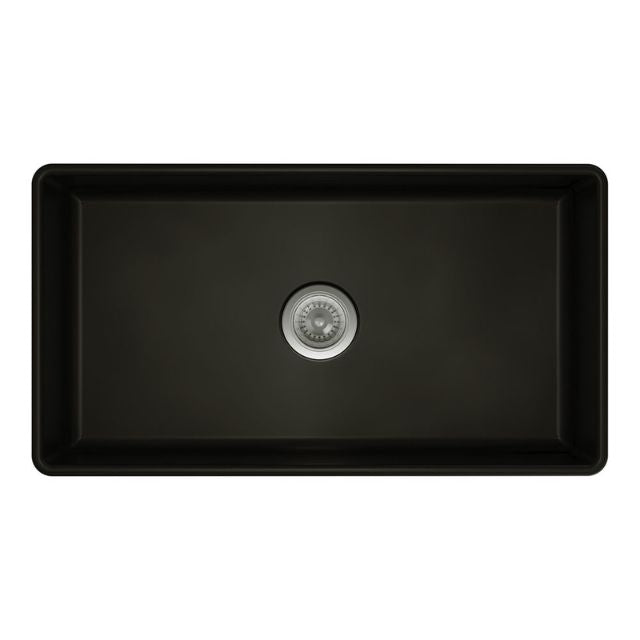 Fienza Benson Butler Sink Large 828 - Reversible Fluted & Flat Fire Clay Kitchen Sink in Matte Black (32.6