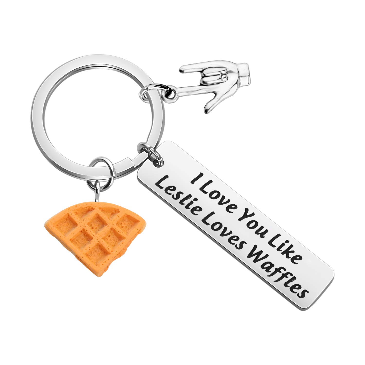 I Love You Like Leslie Loves Waffles Keychain - Cute Couple Gift for Anniversary, Valentine's Day - Perfect for Keyrings, Backpacks, and Gifts for Her/Him