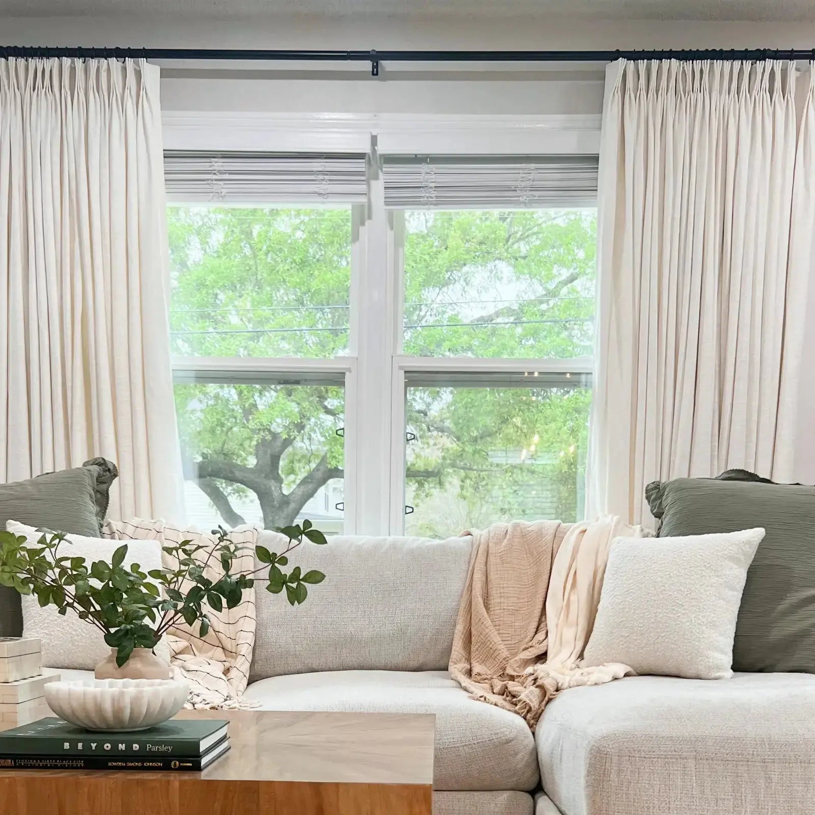 Liz Linen Extra Wide Pleated Curtains for Living Room & Bedroom - Blackout Thermal Insulated Drapes for Home Decor