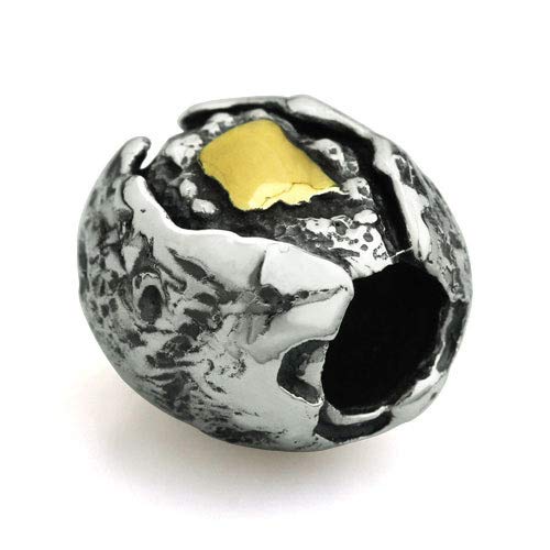 OHM Sterling Silver Potato Bead Charm for Jewelry Making - DIY Bracelet, Necklace & Crafting Supplies - Perfect for Handmade Gifts & Boho Style Accessories