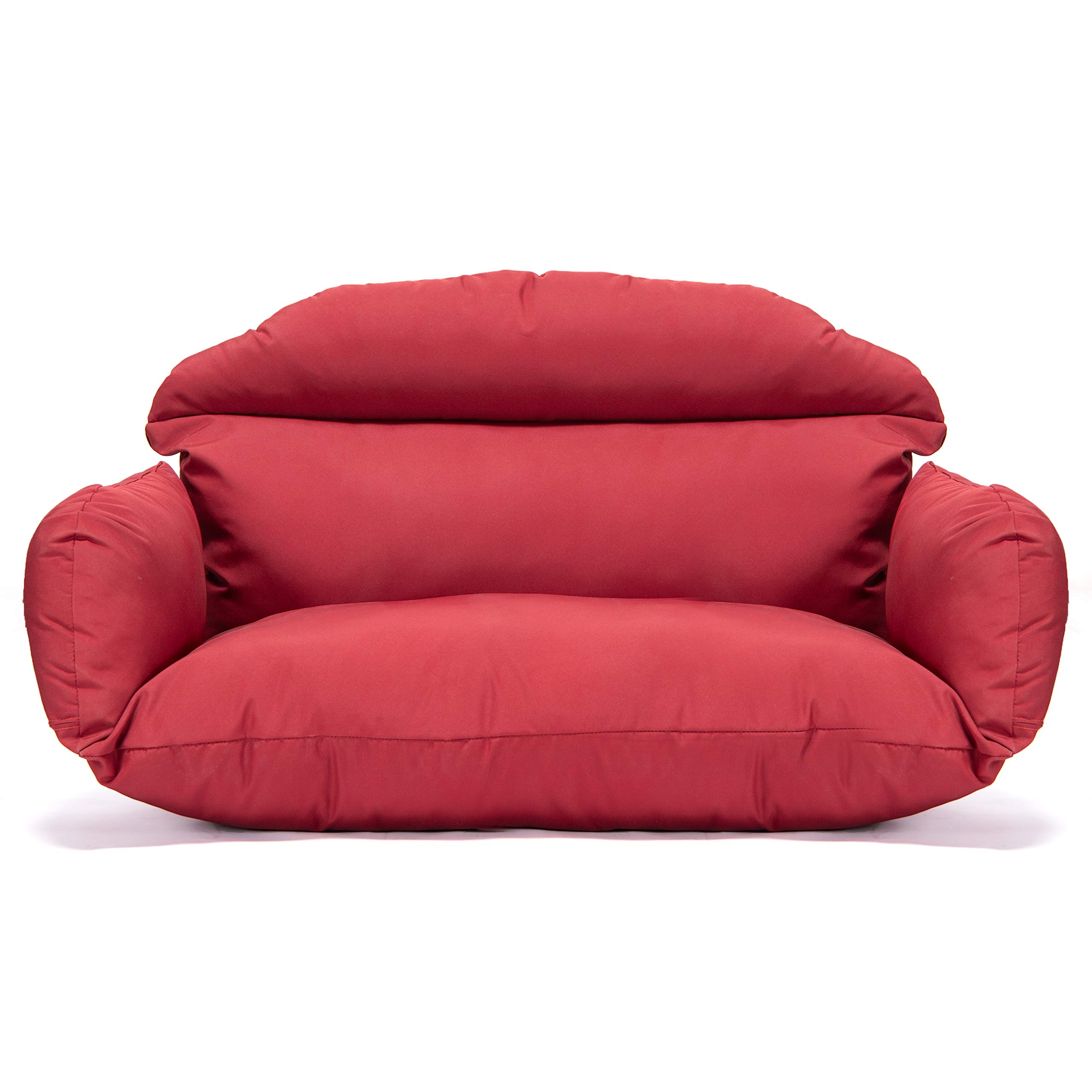 LeisureMod 2-Person Hanging Egg Chair Cushion - Quick-Dry Weather-Resistant Outdoor Seat Pad with Soft Cotton Filling - Machine Washable Red Cushion - Perfect for Patio, Garden, Porch & Backyard Relaxation