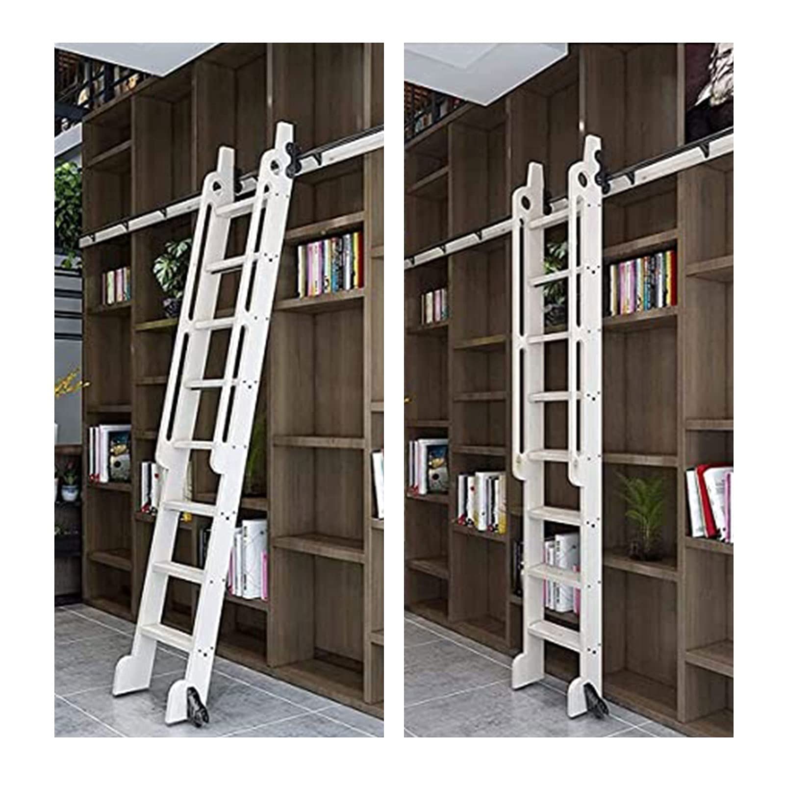 Black Sliding Library Ladder Hardware Kit - 3.3ft to 20ft Adjustable Track System for Bookshelves & Barn Doors - Smooth Silent Roller Mechanism, Easy DIY Installation - Perfect for Home Libraries, Lofts & Storage Spaces