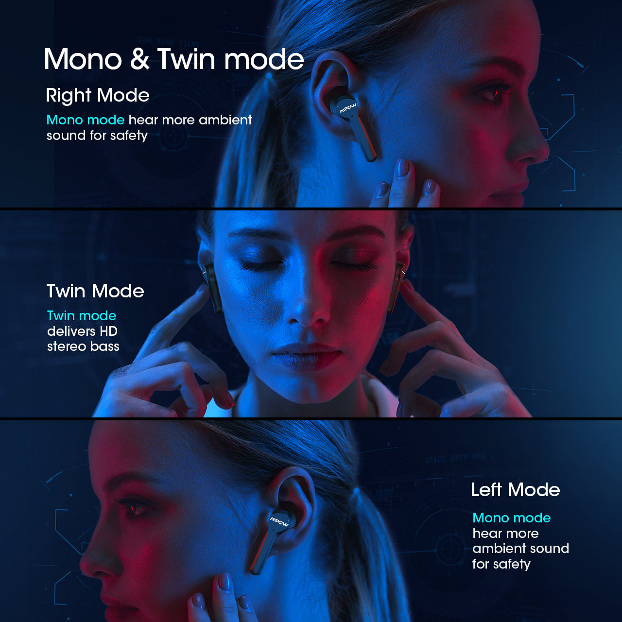 Mpow M9 Wireless Bluetooth Earbuds with 4-Mic ENC Noise Cancellation, 35H Playtime, IPX8 Waterproof for Running, Gym & Workout - Perfect for Sports, Commuting & Office Use