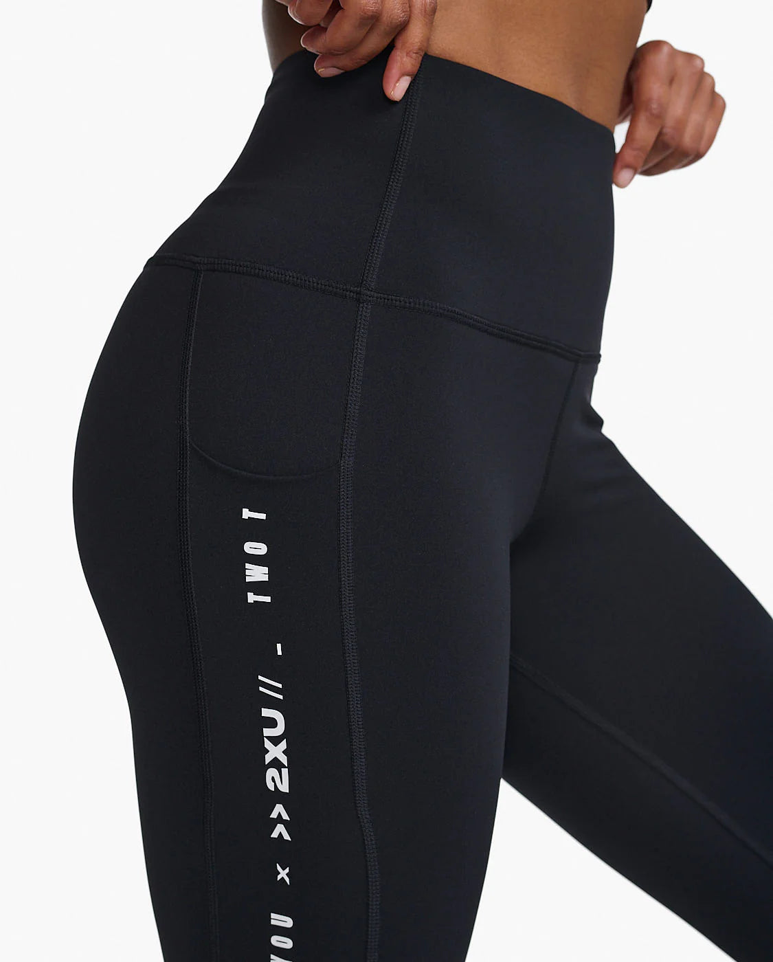 High Rise Compression Tights for Women - Form Line Up Black & White | Workout, Yoga, Running & Gym Performance Leggings