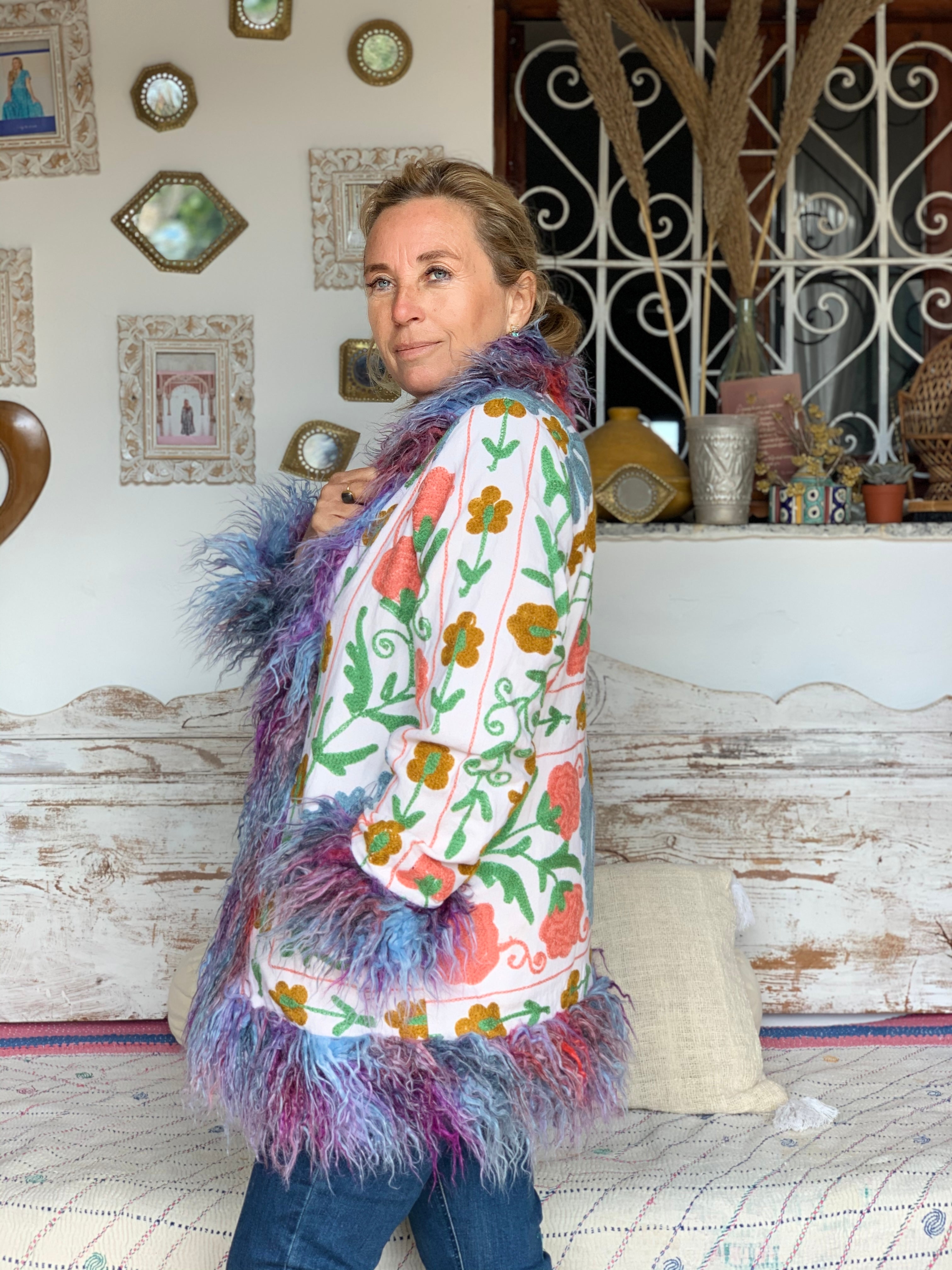 Boho Gypsy Ibiza Jacket for Women - Lightweight Embroidered Kimono Cover Up - Perfect for Beach, Festival & Summer Outfits