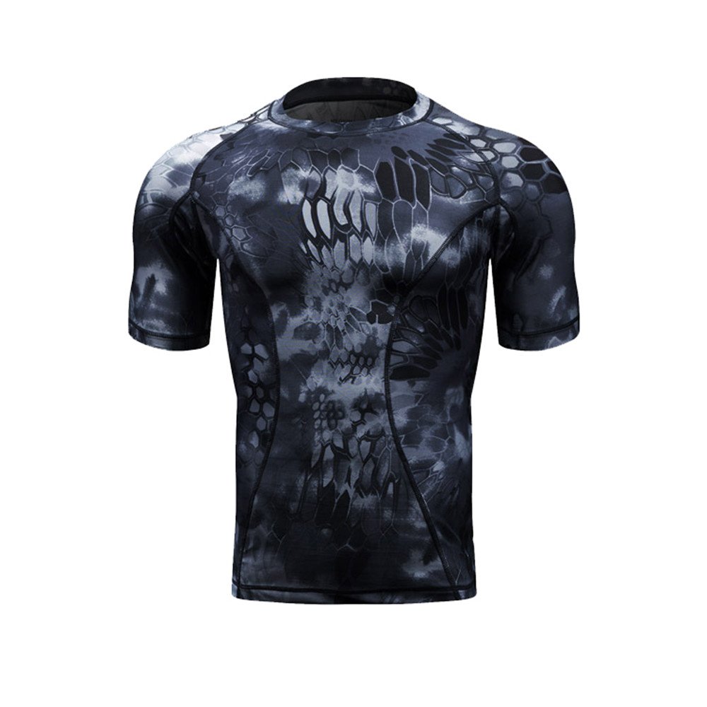 Men's Python Camouflage Activewear T-Shirt - Breathable Short Sleeve Baselayer Top for Gym, Hiking & Outdoor Adventures