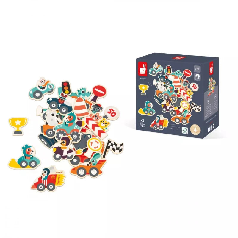 24-Piece Wooden Magnetic Vehicles Toy Set for Kids - STEM Learning, Pretend Play & Travel Activities - Perfect for Home, Classroom & Road Trips