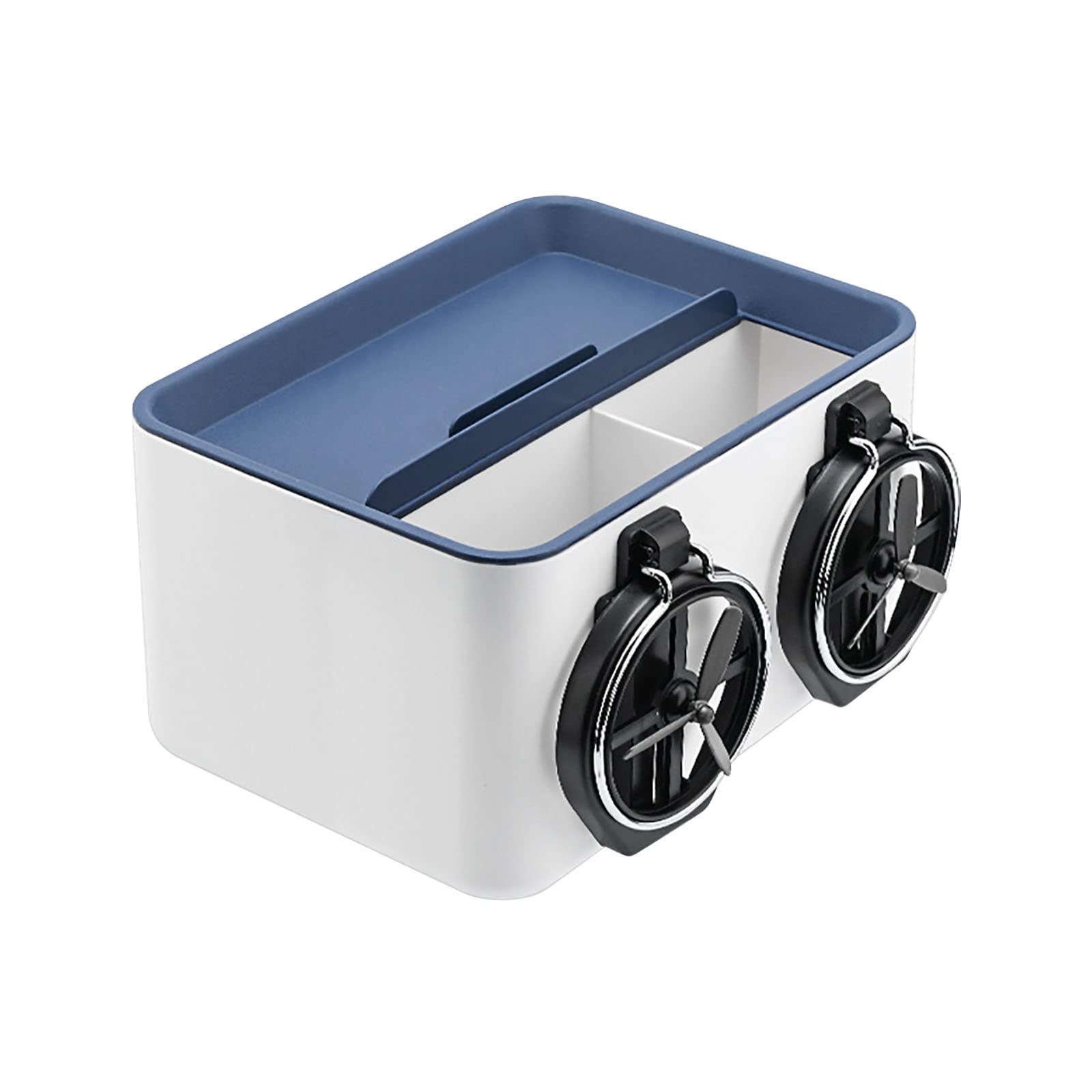 LED Car Door Projector Lights, Car Tissue Box Holder, Armrest Storage Organizer with Cup Holder - Multifunctional Car Console Side Organizer for Muscle Cars (Blue) | Perfect for Road Trips, Daily Commutes & Car Interior Organization