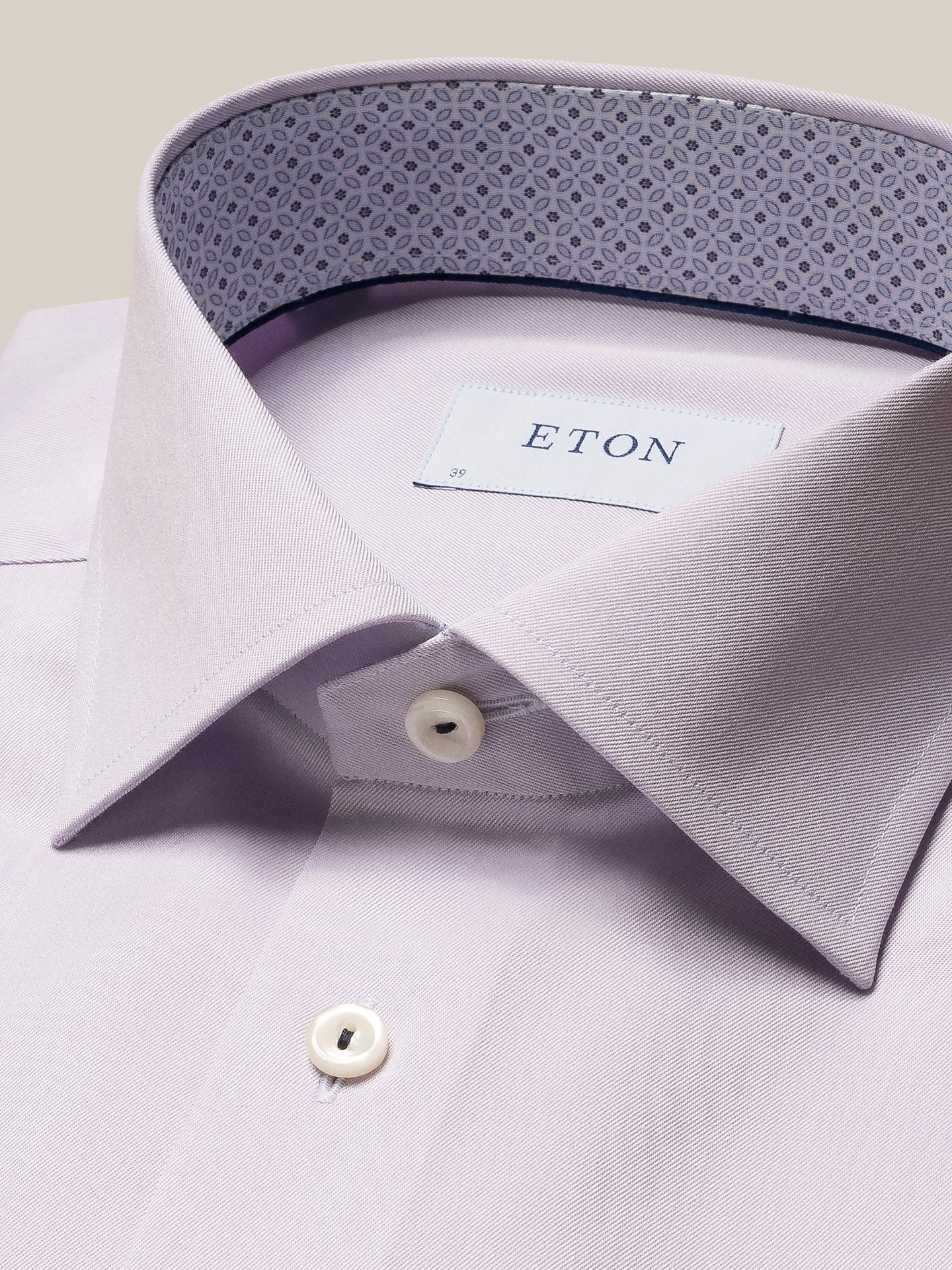ETON Geometric Twill Long Sleeve Dress Shirt for Men | Classic Fit Single Cuff Business Casual Shirt in Mid Purple | Perfect for Office, Meetings & Formal Events