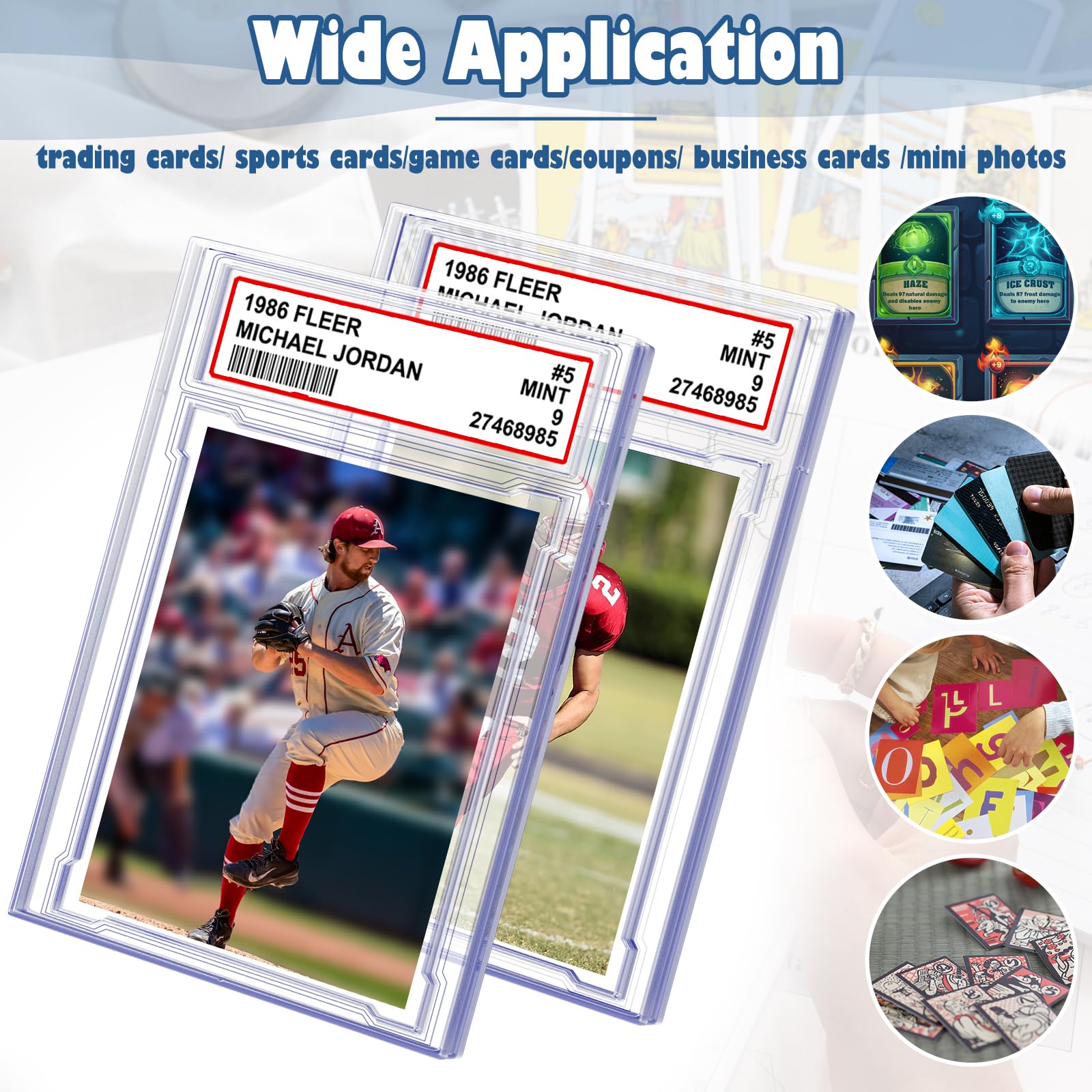 6 PCS Acrylic Trading Card Holders - Graded Card Slab Sleeves with Label Position for MTG, TCG & Sports Cards | Perfect for Storage, Display & Collectible Protection (Ideal for Card Showcases, Home Decor & Gaming Tournaments)