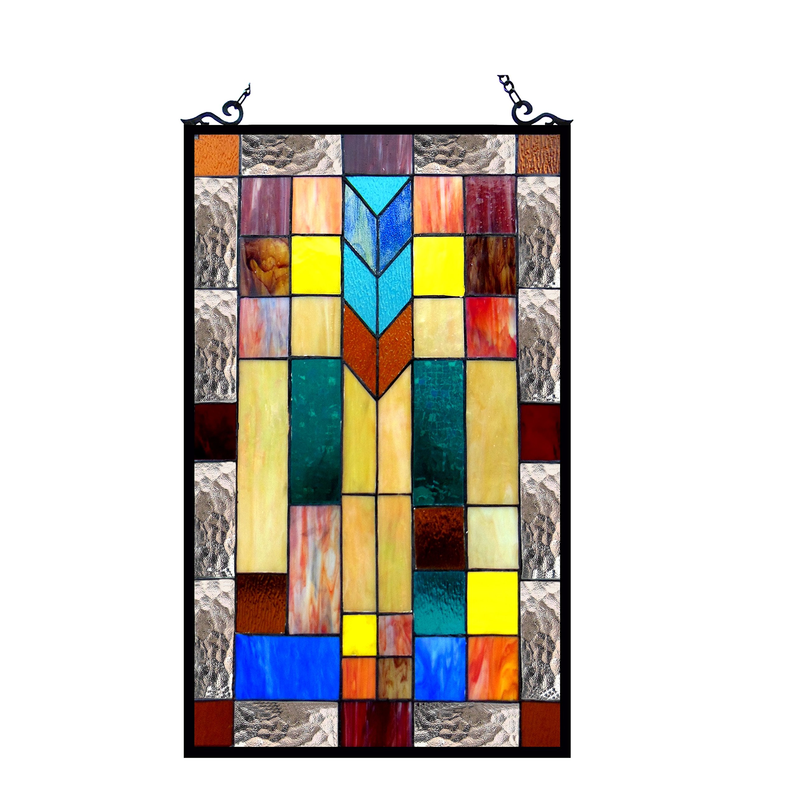 Tiffany-Style Stained Glass Mosaic Window Panel - 16x26 Inches - Handcrafted Art Glass Decor for Home, Church & Office