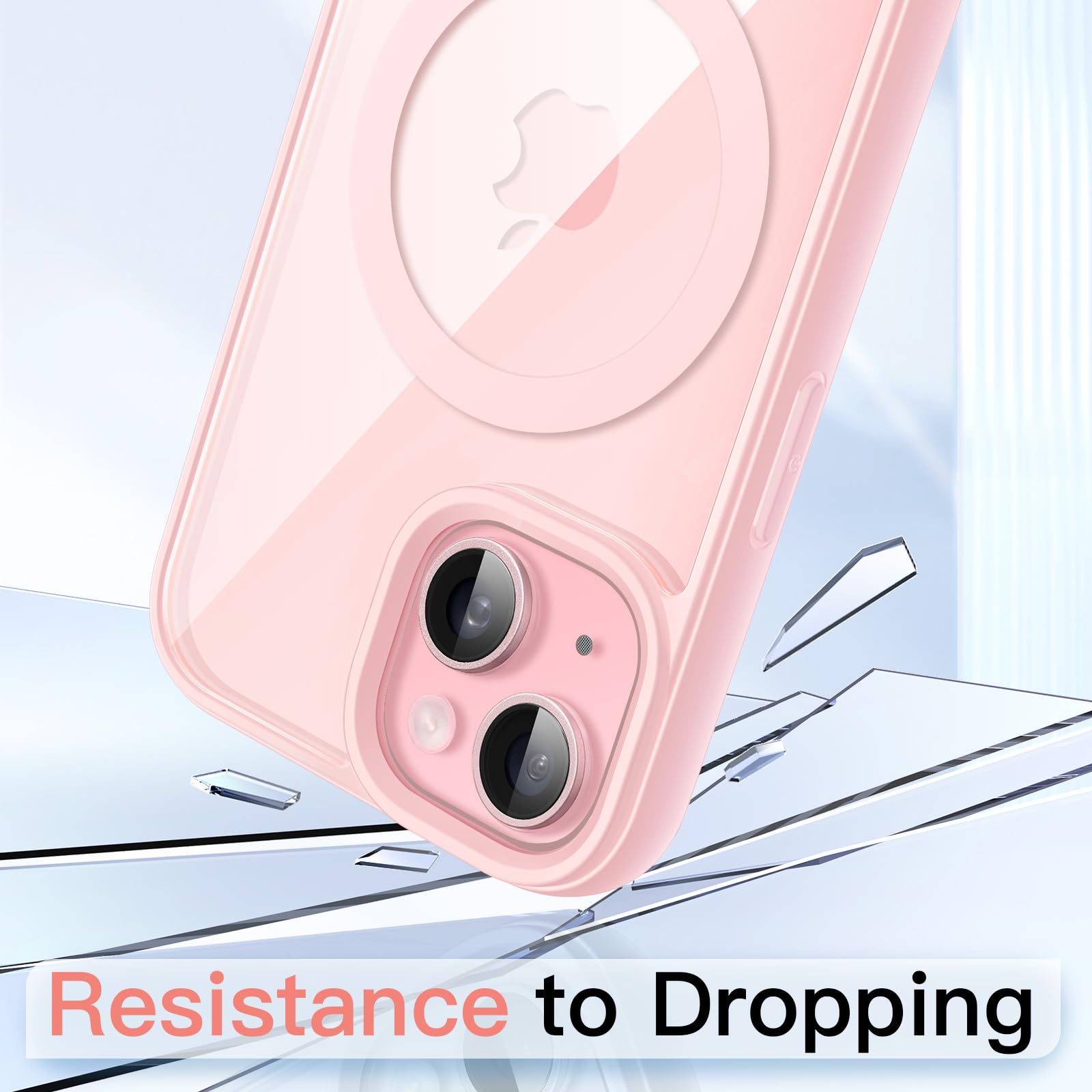 JETech Magnetic Case for iPhone 15 6.1-Inch | MagSafe Compatible | Shockproof & Anti-Scratch | Matte TPU Frame with Clear Back (Pink) | Perfect for Daily Use, Travel & Outdoor Activities