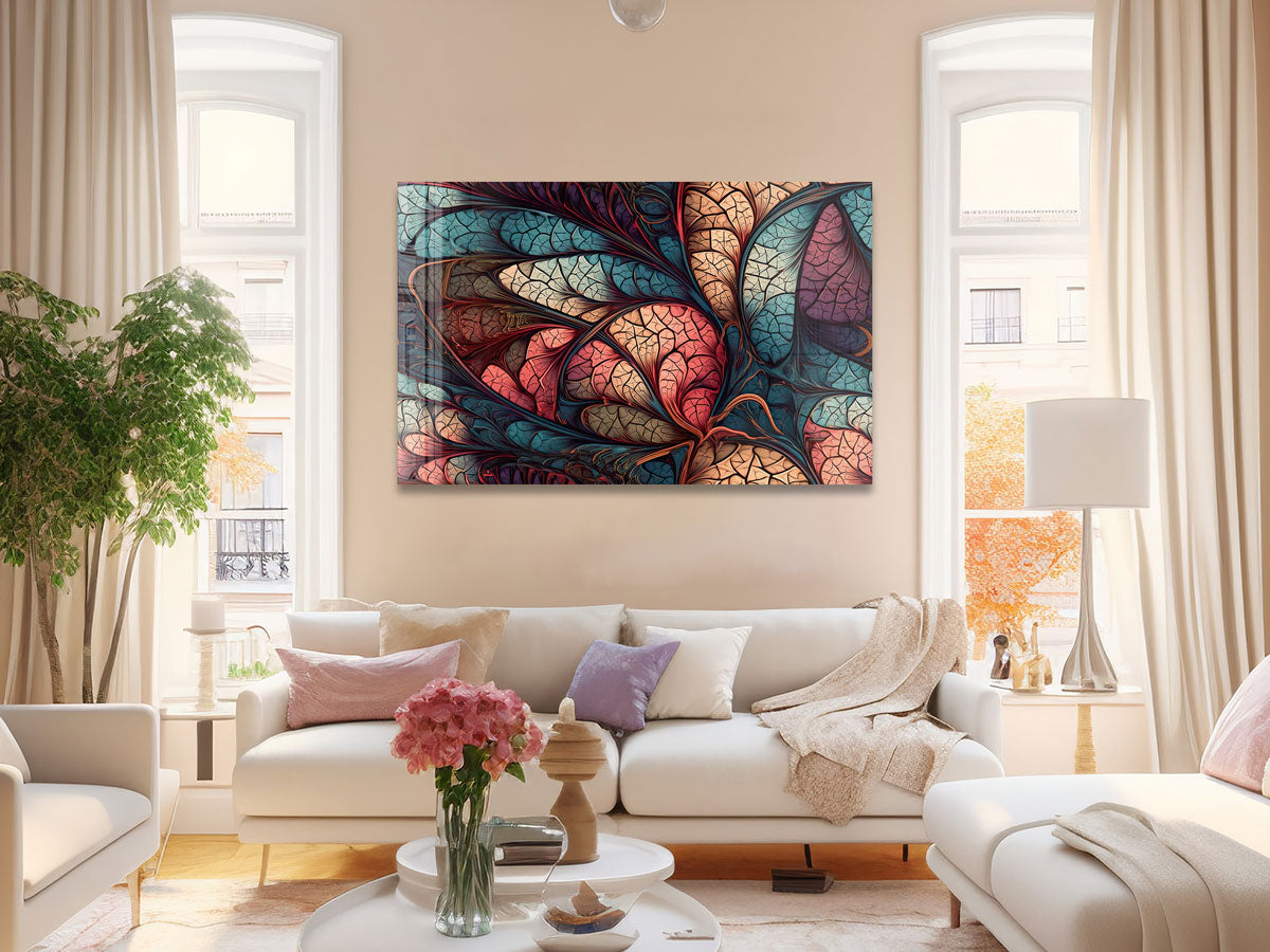 Red & Blue Floral Abstract Print - Modern Wall Art Decor for Living Room, Bedroom & Office | Perfect for Home & Office Decor