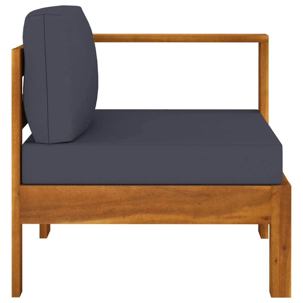 vidaXL Solid Acacia Wood Middle Garden Sofa with Single Armrest - Dark Gray Weather-Resistant Outdoor Furniture with Thick Cushions & Easy Assembly | Perfect for Patio, Deck, Backyard & Poolside Relaxation