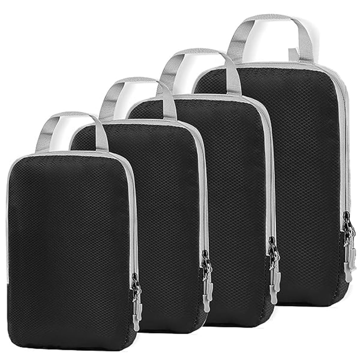 4-Piece Expandable Compression Packing Cubes Set - Travel Organizer for Luggage & Suitcases, Black | Perfect for Business Trips, Vacations & Weekend Getaways