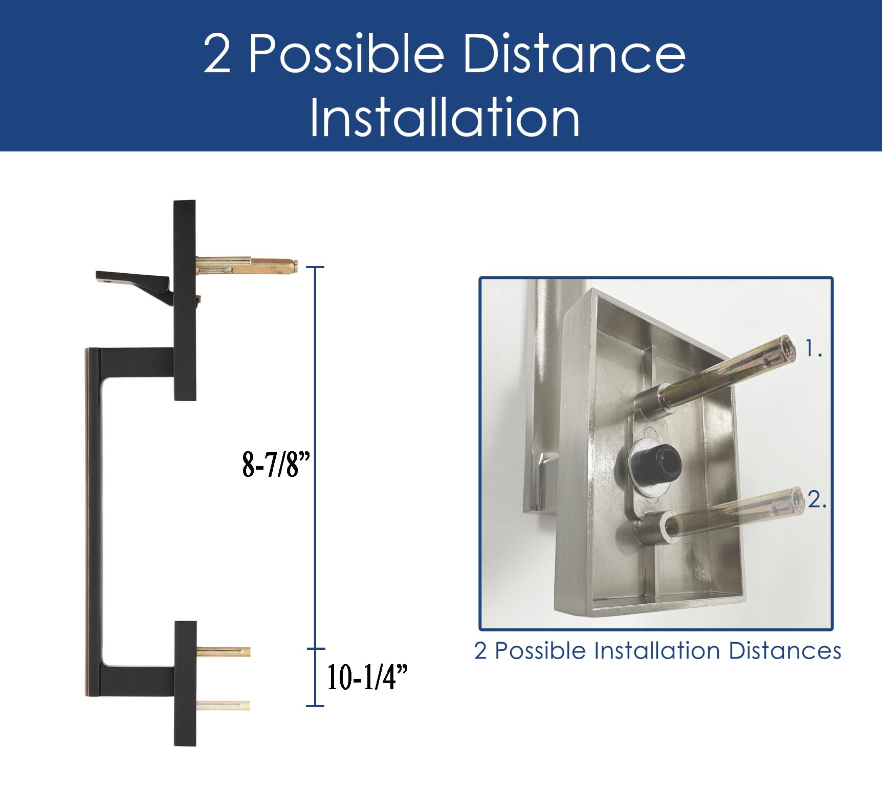 CozyBlock Double Door Handle Sets with Single Cylinder Deadbolt - Adjustable Rectangular Entry Door Lock Set with Dummy (Arch Lever, Oil Rubbed Bronze) for Home Security & Front Door Protection