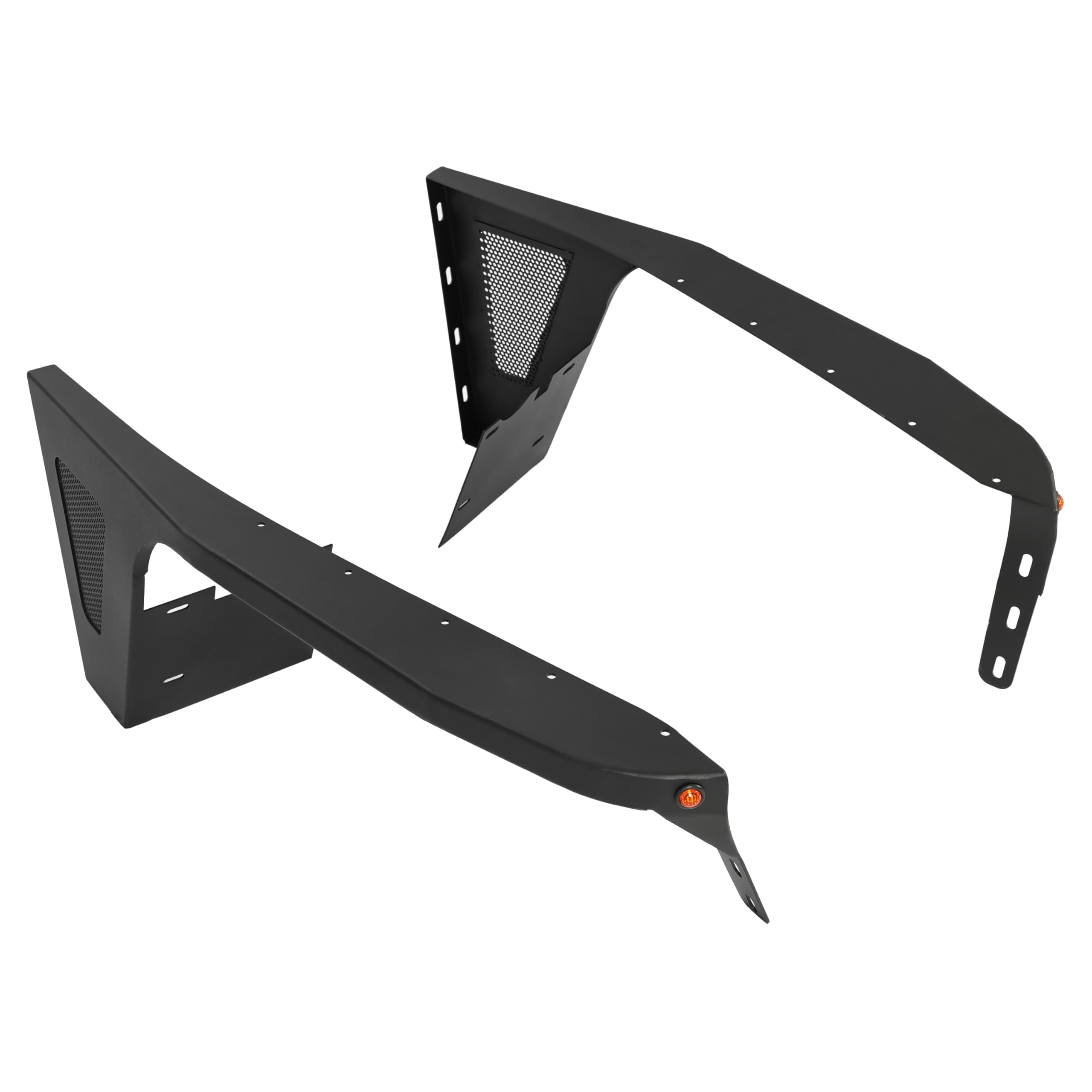 KUAFU 2-Piece Black Steel Front Fender with LED Lights for 1997-2006 Jeep Wrangler TJ - Wheel Cover Guards for Driver & Passenger Side | Off-Road Protection & Style Upgrade