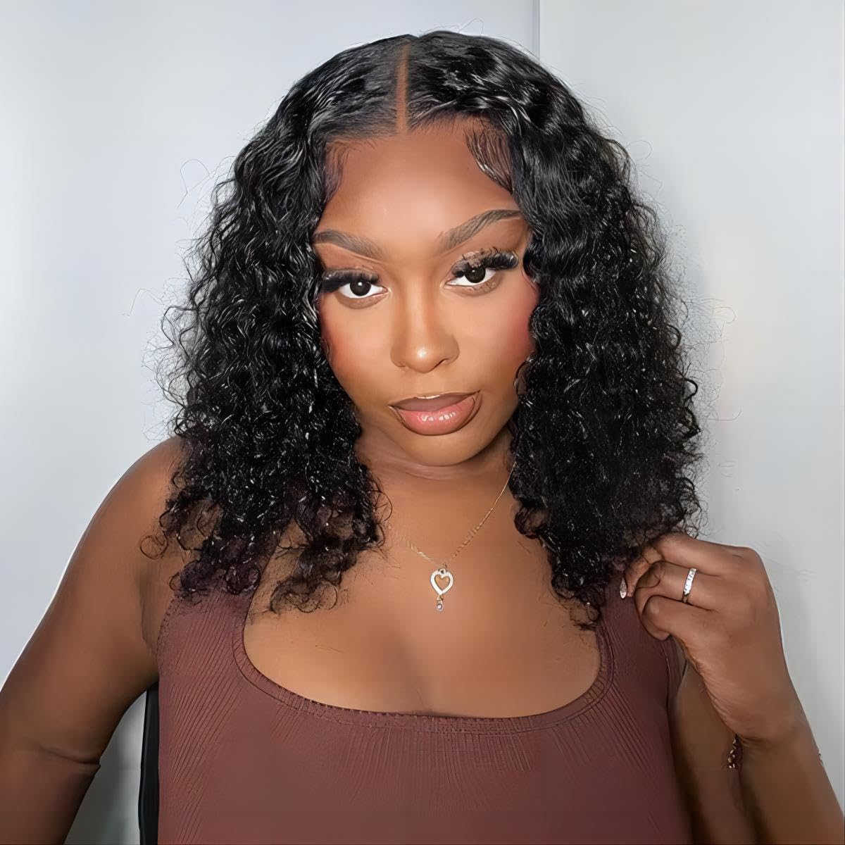 ISEE Glueless Bob Wigs 10 Inch Human Hair - Pre Plucked Water Wave Lace Front Wigs with Transparent Lace Closure | No Glue Needed, Natural Black | Perfect for Daily Wear, Parties & Special Occasions