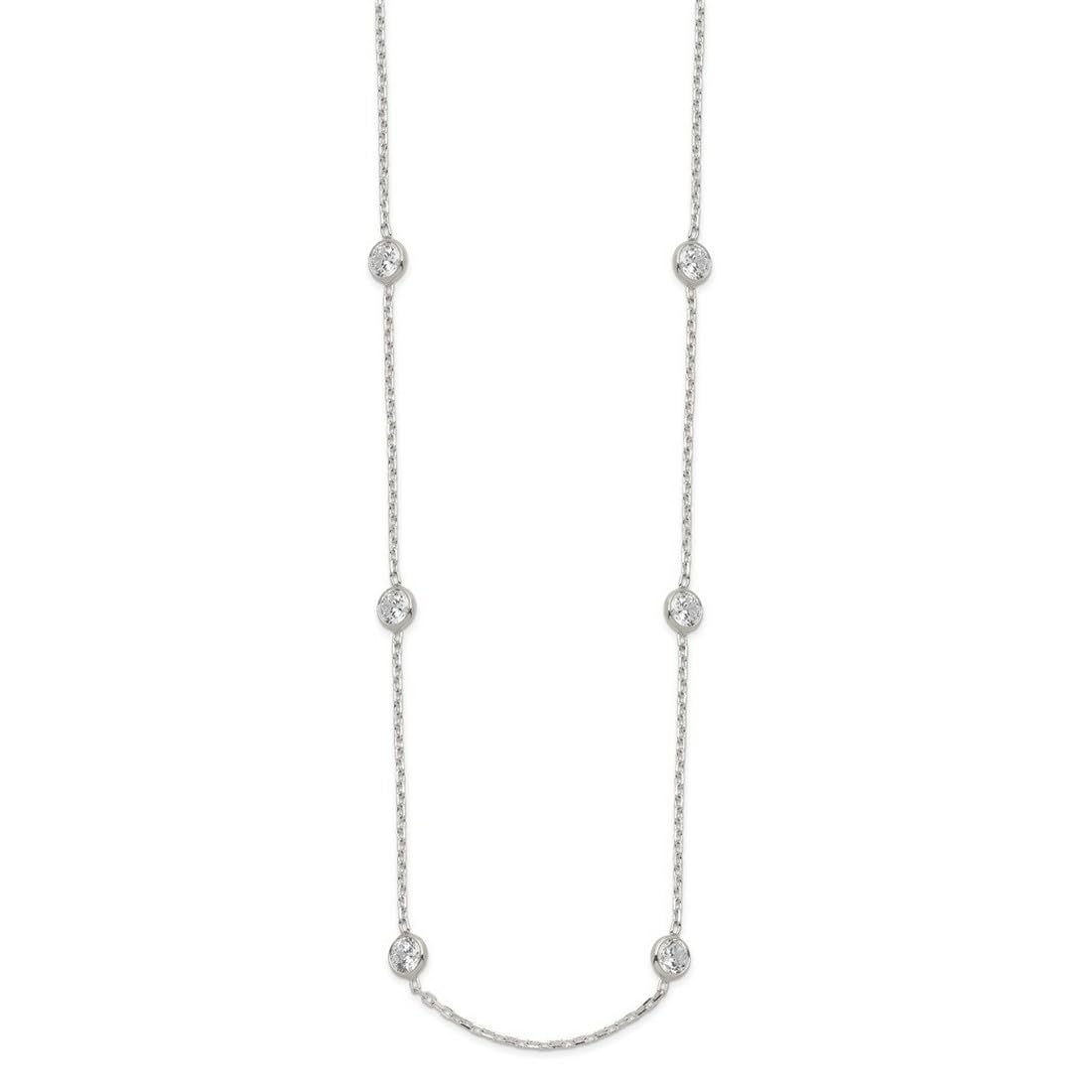 925 Sterling Silver CZ Cubic Zirconia Simulated Diamond Pendant Necklace for Women - 16 Inch Spring Ring, 4mm Wide, Elegant Bezel Setting | Perfect for Weddings, Anniversaries & Special Occasions